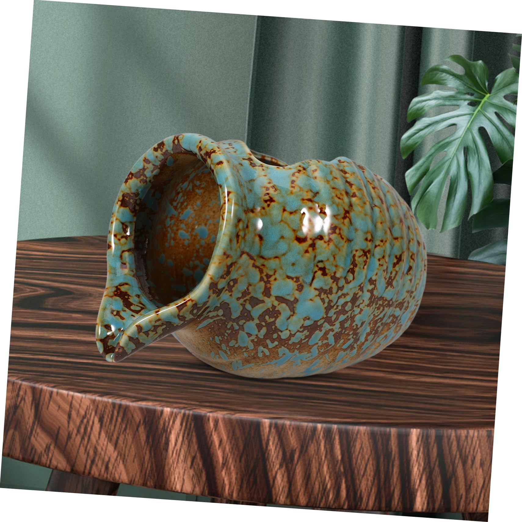 Fontaine de cascade circulante en céramique Vase hydroponique Décoration de jardin Intérieur et extérieur Aquarium hydroponique avec pot de fleurs 4,88 pouces