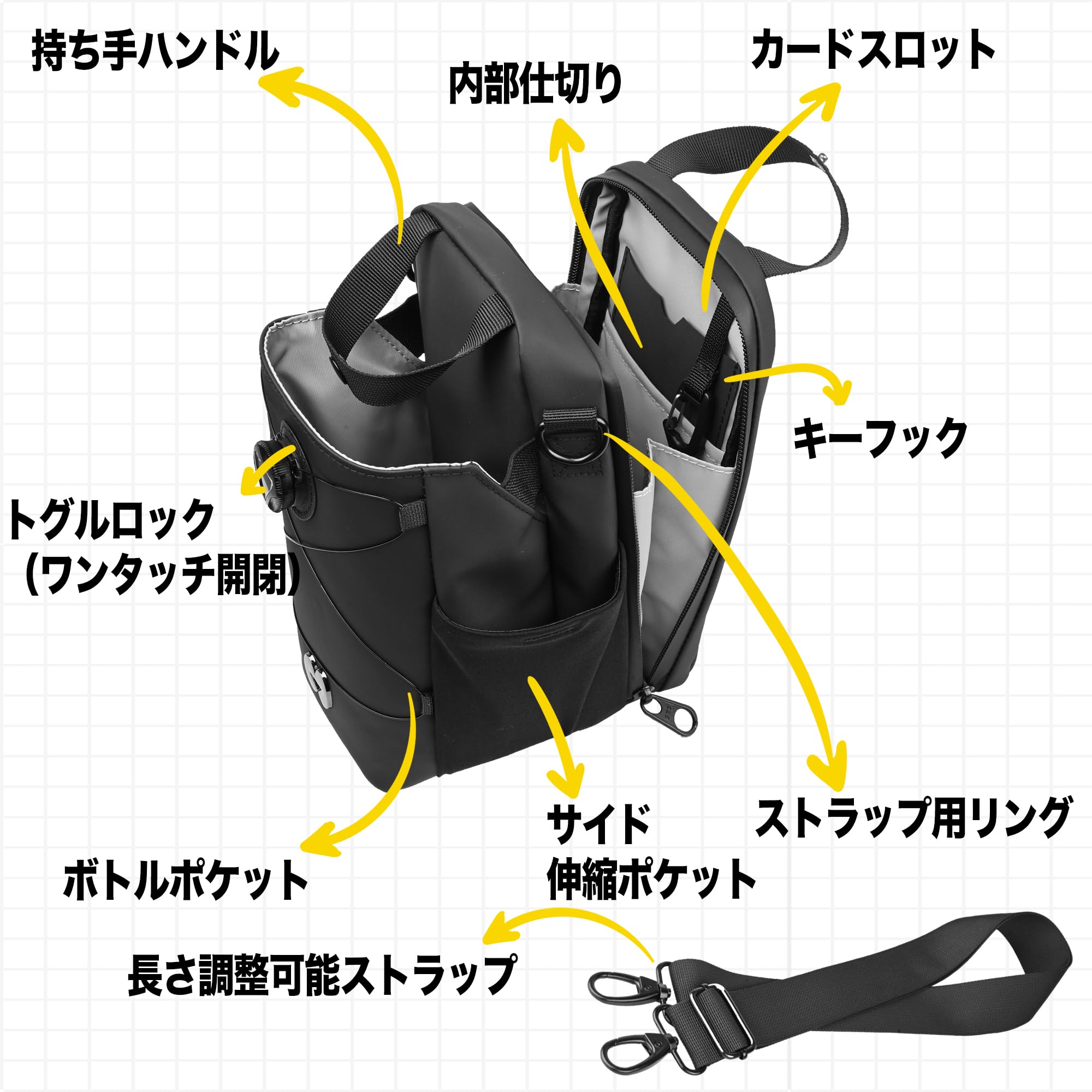 Amazon | [Richboyz] マグネット付きジムバッグ：10kg強磁吸&防水耐擦