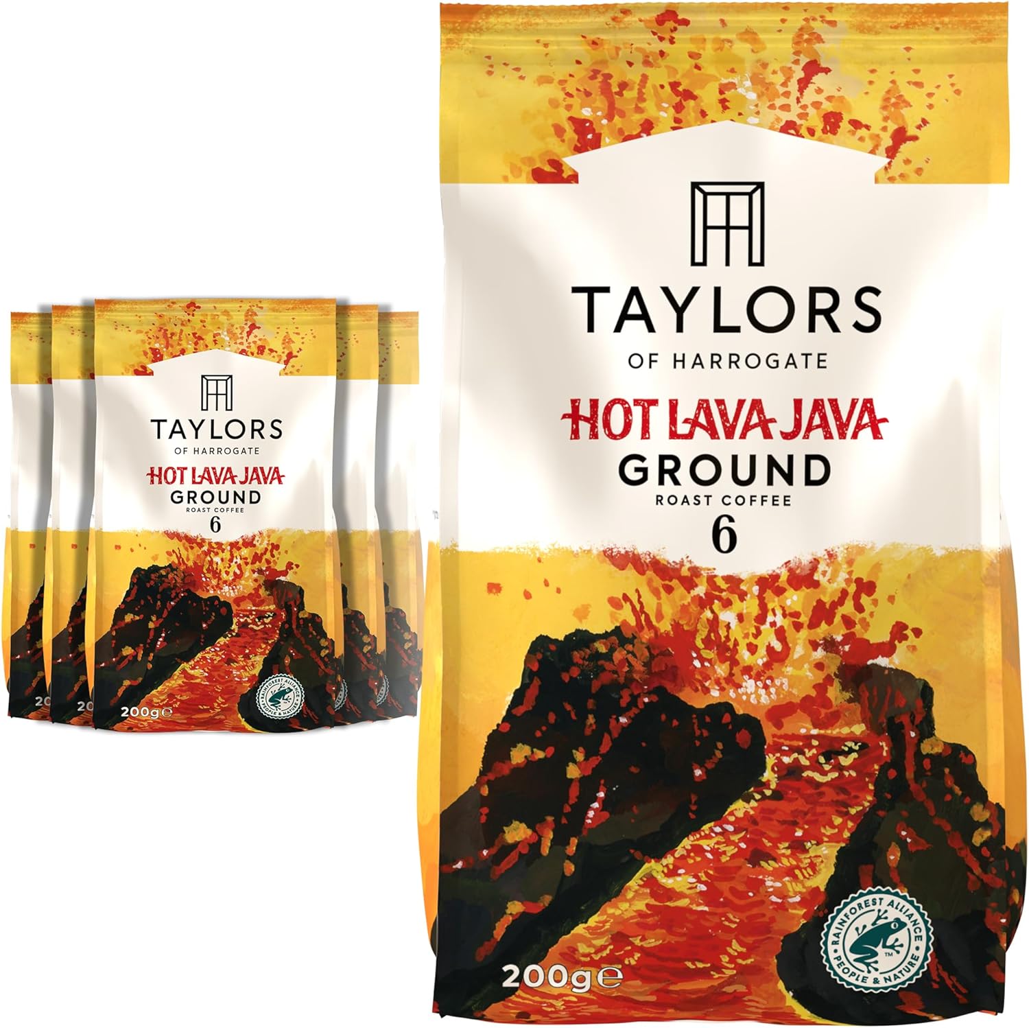 Taylors of Harrogate Hot Lava Java Ground Coffee, 200 g (Pack of 6