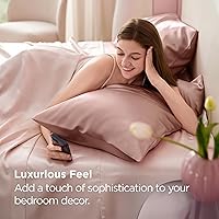 Vista 218 de Bedsure Fundas de almohada de satén, similares a las fundas de almohada de seda tamaño Queen, juego de 2, fundas de almohada para mujeres que