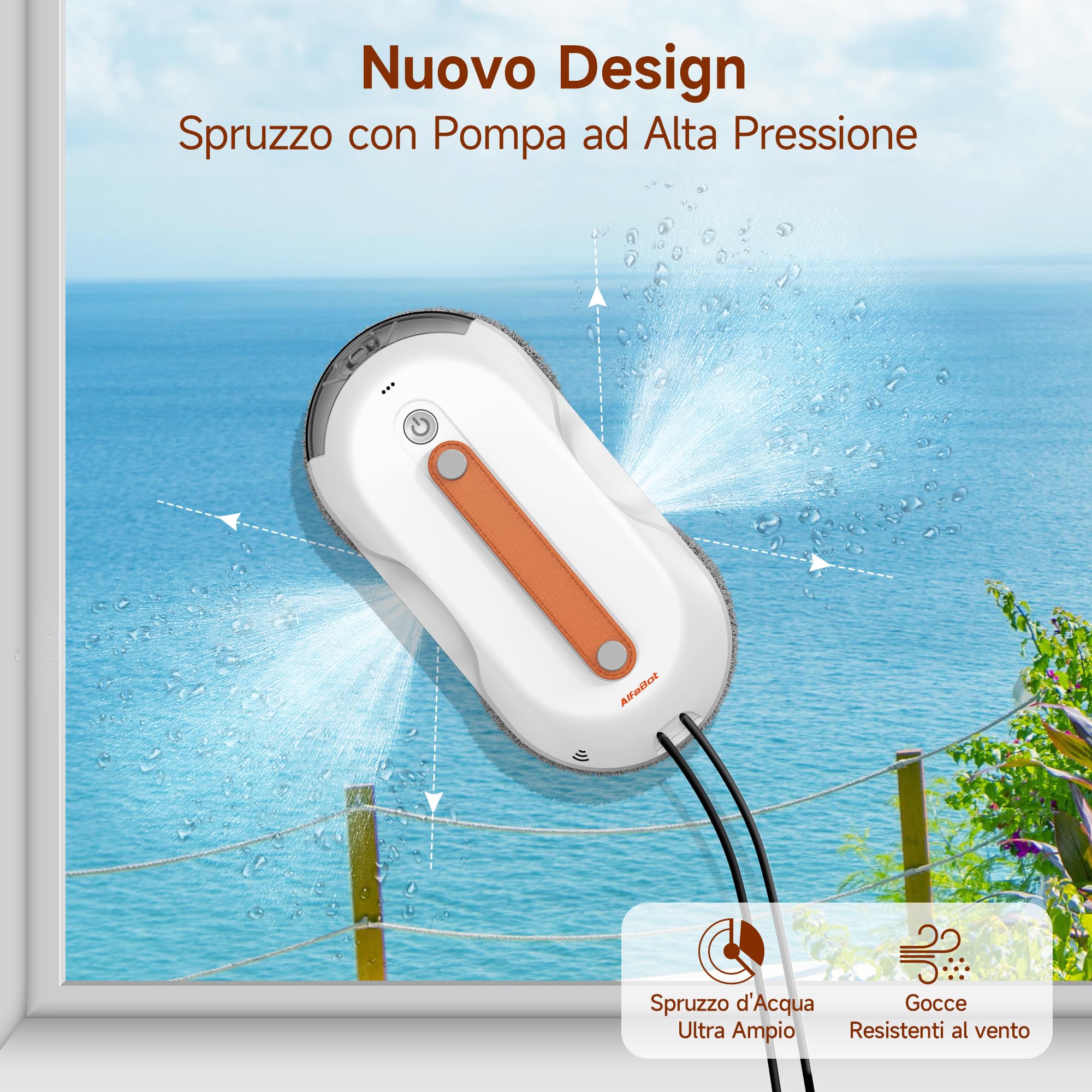 AlfaBot X7 Pro – Robot Lavavetri Automatico con Spruzzatura Bilaterale • Navigazione Intelligente • Serbatoio Extra Large • Ideale per Vetri, Piastrelle e Superfici Lisce