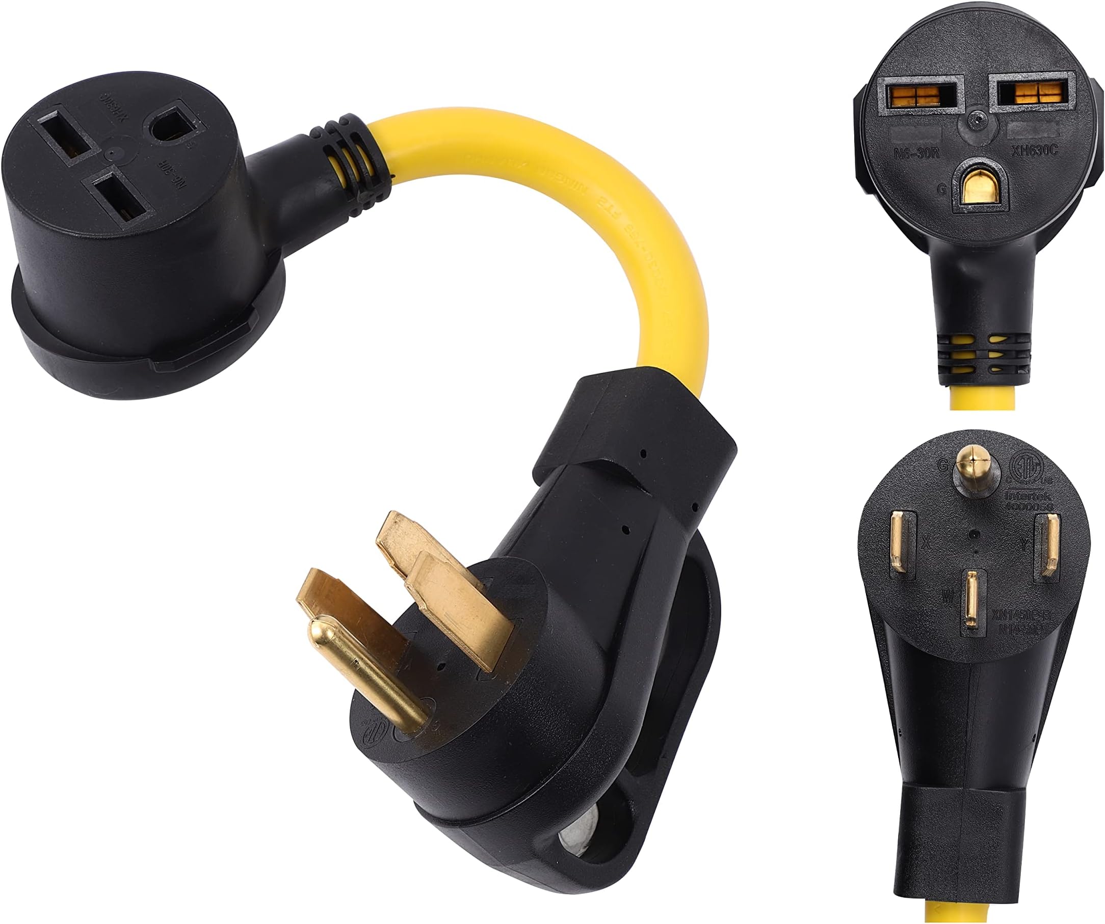 NEMA 14-50P to 6-30R ETL Listed 240V 50 Amp 4 Prong Male Plug to 30 Amp 3 Prong Female Outlet Receptacle Generator Dryer Welder Welding Dryer Power Cord Adapter