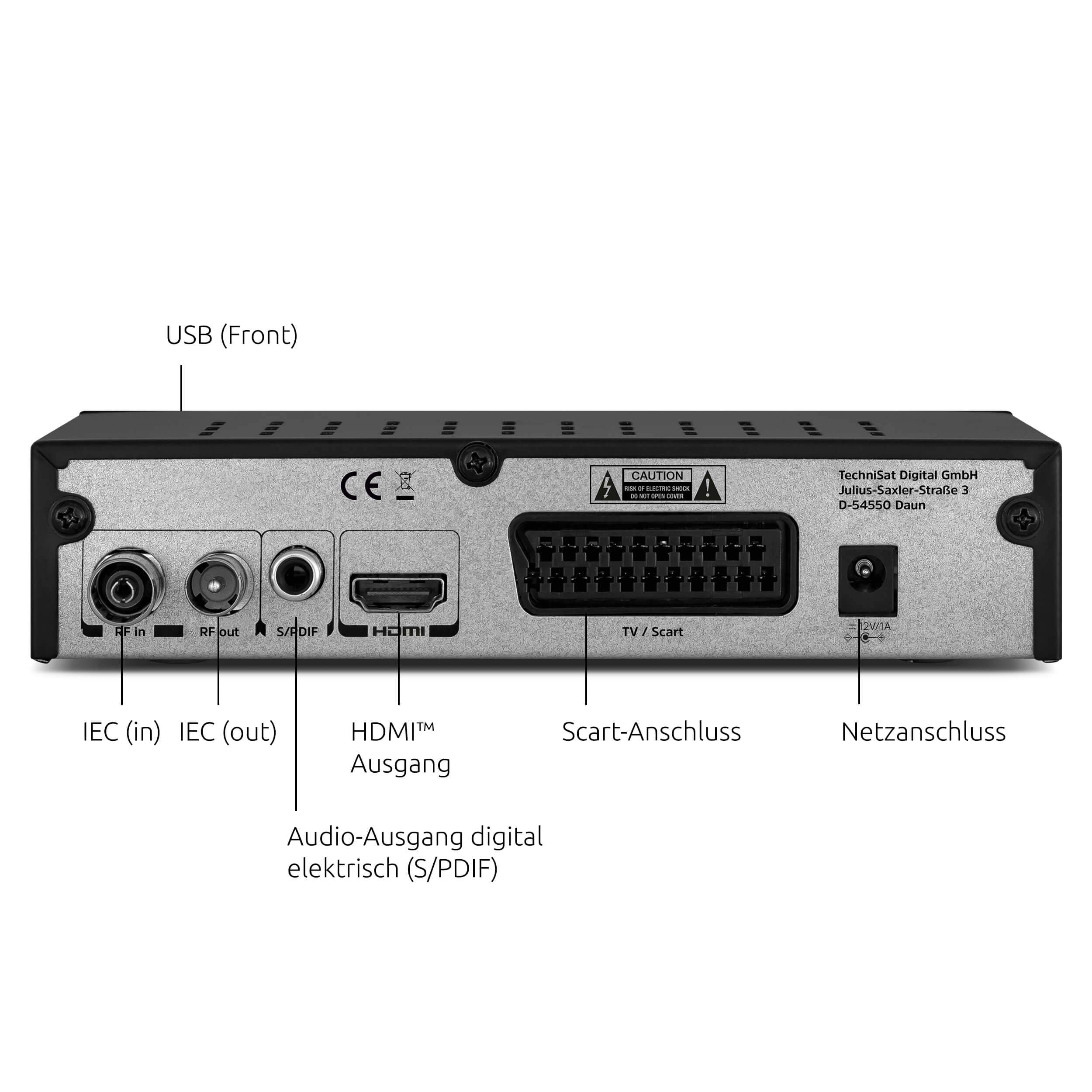TechniSat HD-C 232 Récepteur HD pour télévision numérique par câble (HDTV, DVB-C, HDMI, péritel, USB 2.0, RF in, RF Out, EPG, télécommande) Noir