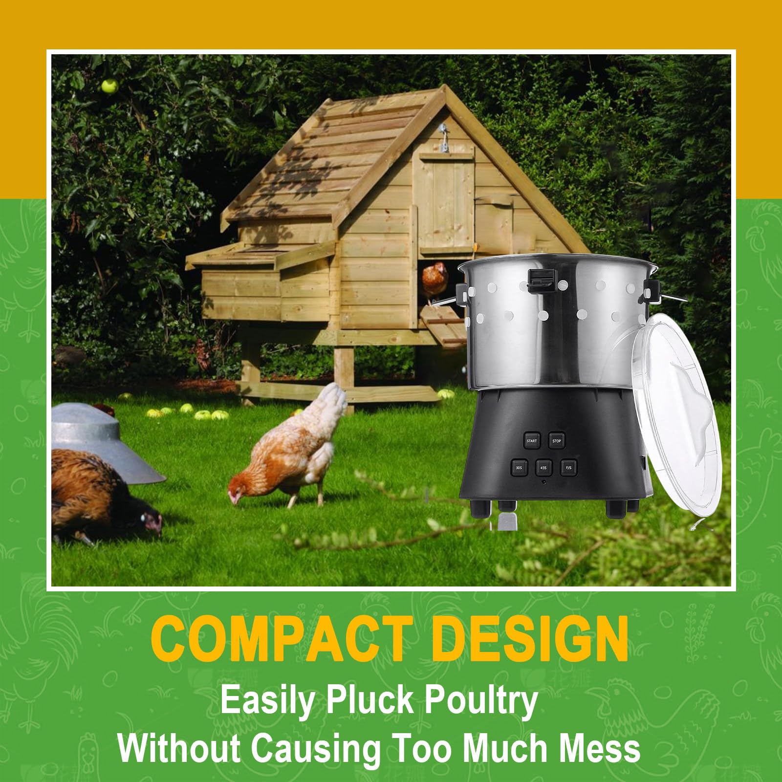 Mini Máquina Desplumadora Eléctrica, Desplumadora De Pollos y Codornices, 5000r/Min de Velocidad con Acero Inoxidable, Granja Agricultura para Eliminación Rápida de Plumas