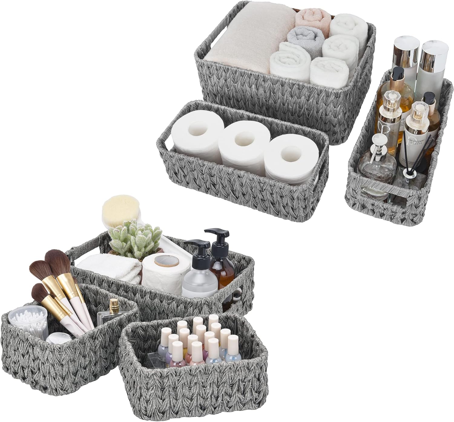 GRANNY SAYS Bundle of 3-Pack Wicker Baskets & 3-Pack Wicker Storage Baskets