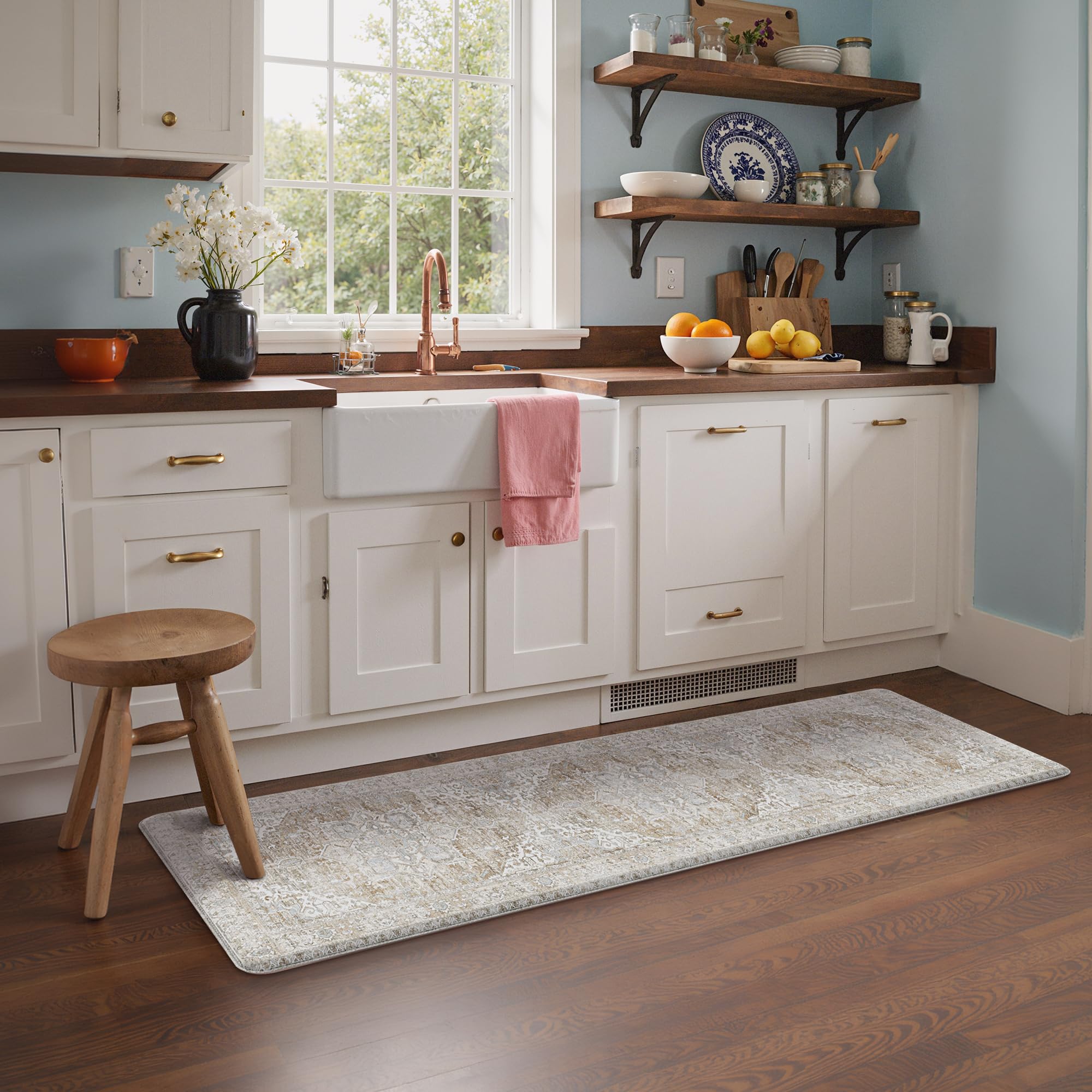 GENIMO Anti Fatigue Kitchen Mats for Floor 23"X71", Runner Rug,BeigeTan