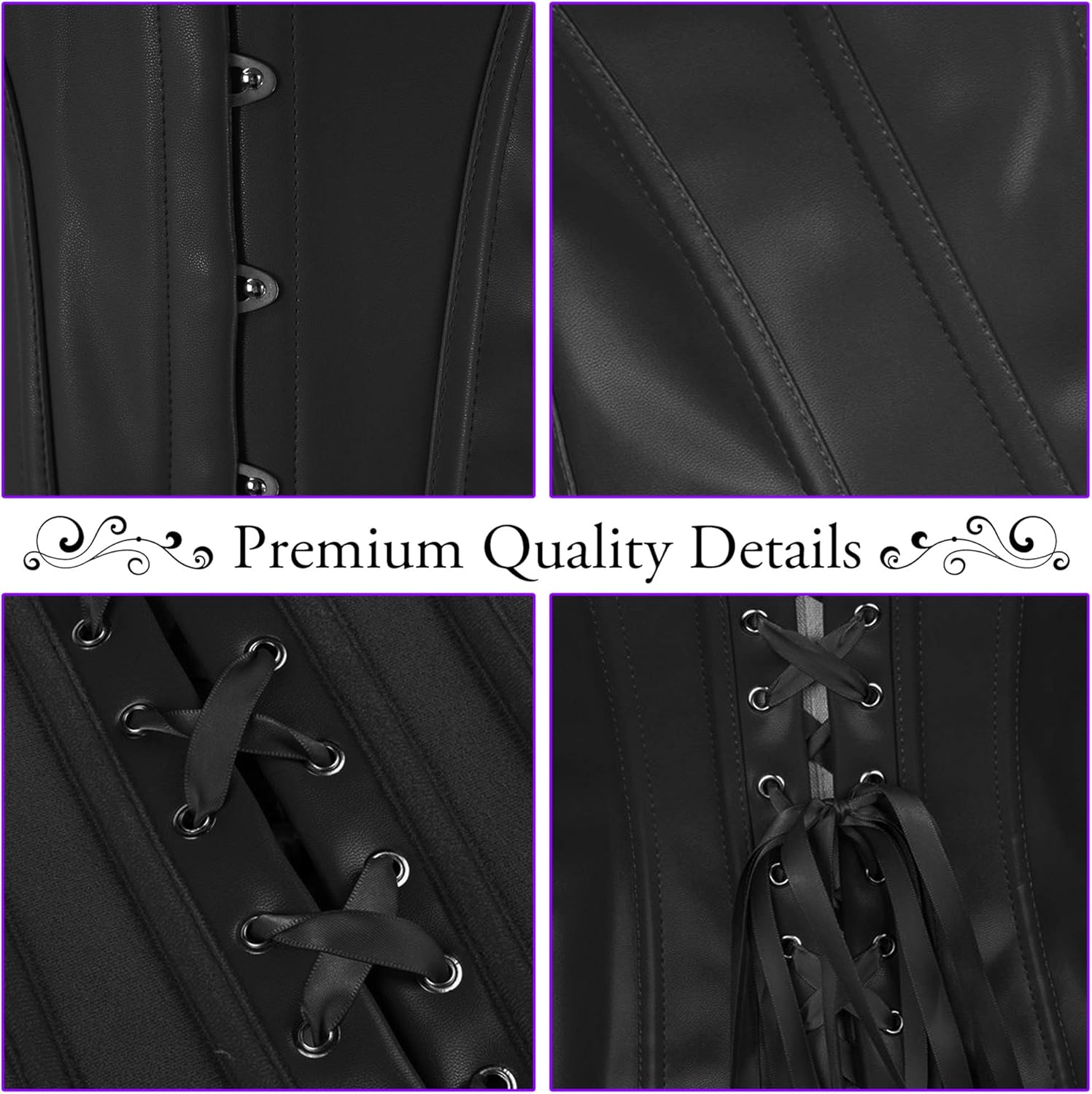 Alivila.Y Fashion Womens Sexy Steampunk Gothic Faux Leather Boned Corset Bustier - Image 4