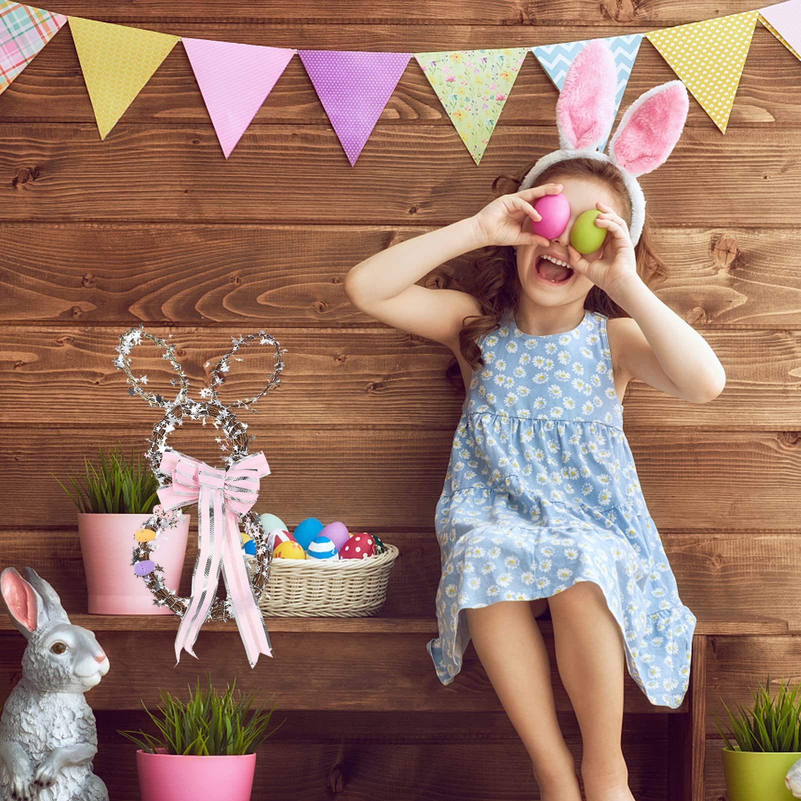 Cabilock 3 Pz fiore del coniglietto di pasqua peluche decorazioni pulcino Figurina coniglio pasquale easter bunny ornamento pasquale ornamento da appendere coniglietto di pasqua rattan rosa