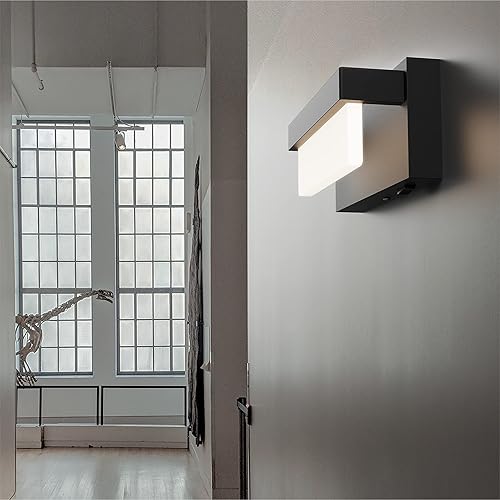 Miniatura 6 de Aplique de pared negro con interruptor de encendidoapagado, lámpara de pared LED de 8 pulgadas, pantalla acrílica, 4000 K, aplique de iluminación de