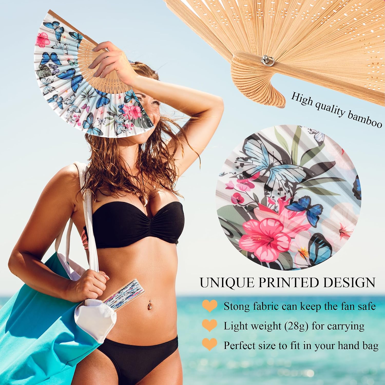 HeyToo Hand Fan Bamboo Printed Pattern Folding Fan Bamboo Fan For Party Wedding Gift Iris tectorum image 5