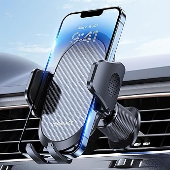 Macally Car Vent Phone Mount, [Design] Cell Phone Holder for Car - Air Vent Phone Mount for Car - Easy Clamp Cradle in Vehicle Compatible with All Apple iPhone Android Smartphone