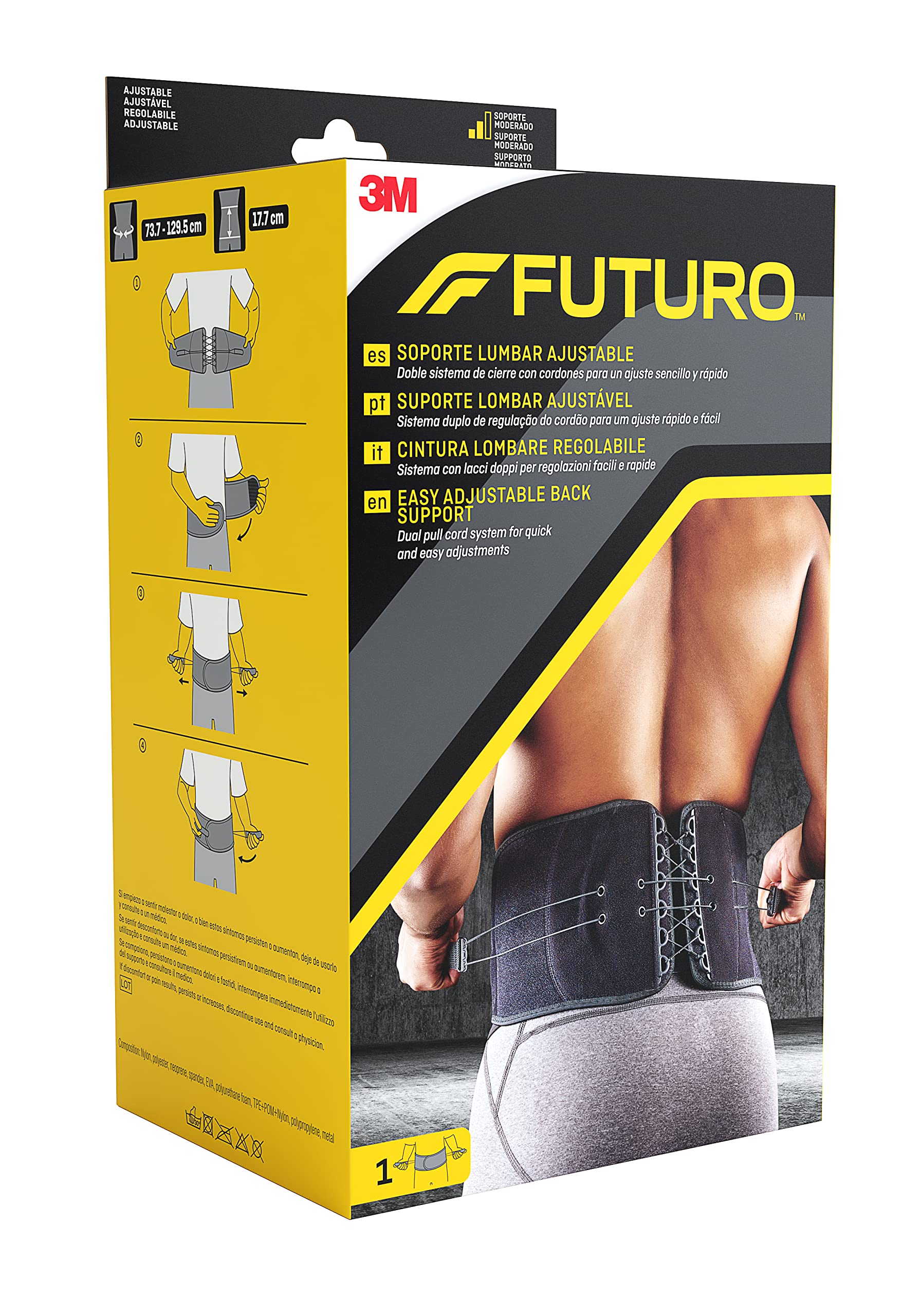 Futuro Cintura lombare 46820, Regolabile (73.7 - 129.5 cm)