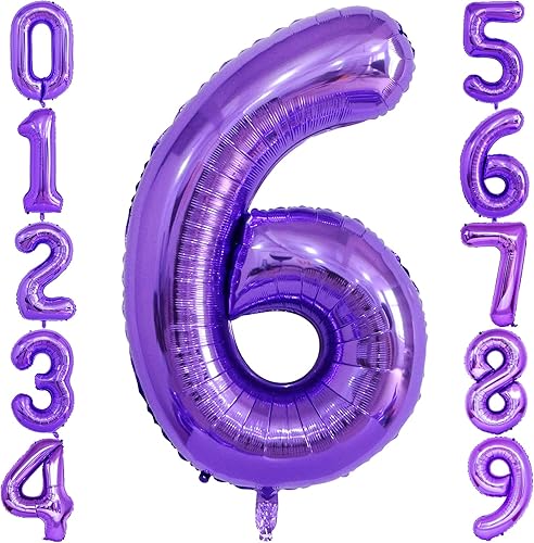 Miniatura 7 de Globo morado número 0 de 40 pulgadas, globos de helio de Mylar de gran tamaño para fiesta de cumpleaños, boda, aniversario, despedida de soltera,