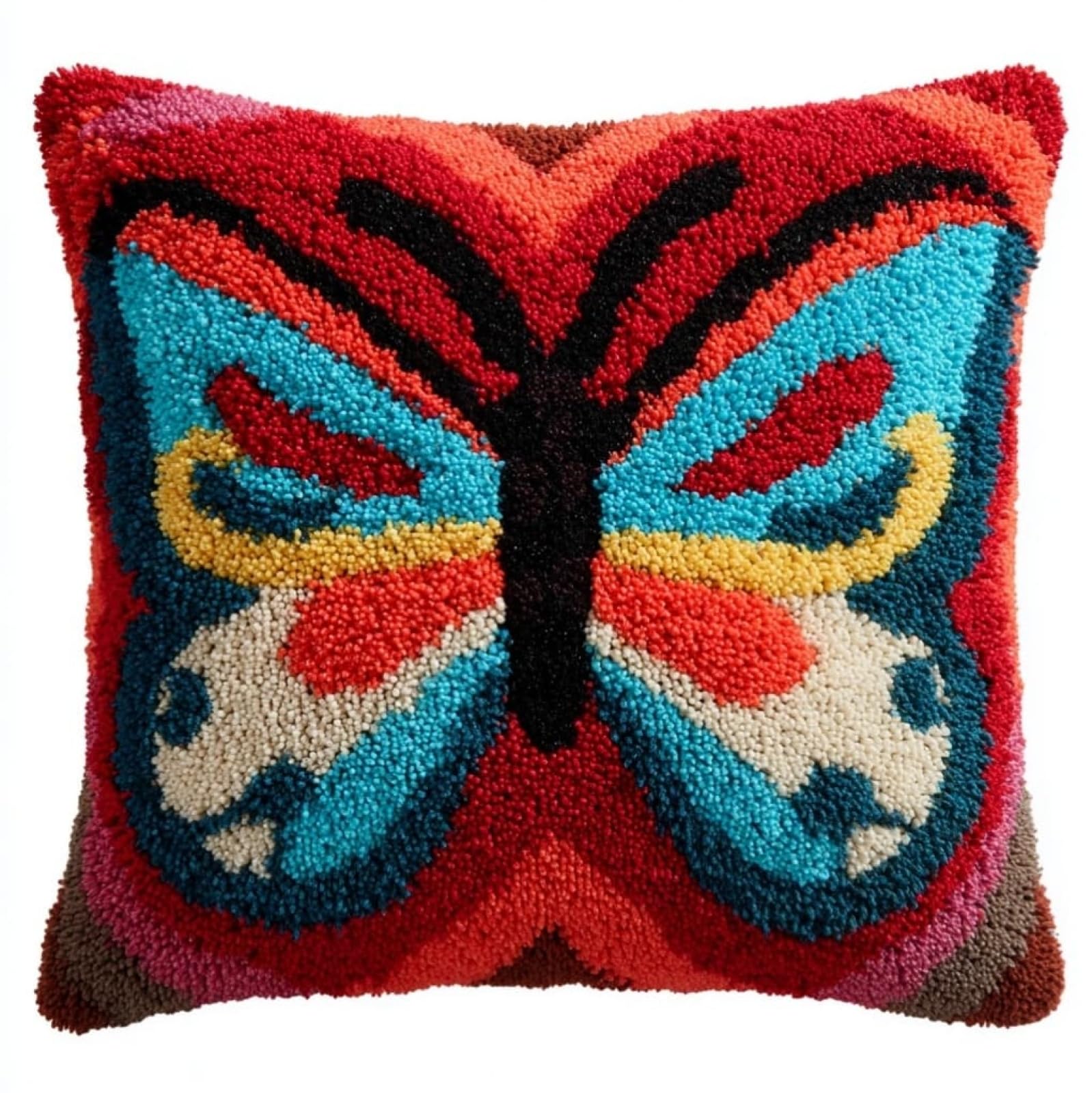 WallustrioaW Latch Hook Cushion Kit 43x43cm,Colorful Butterflies