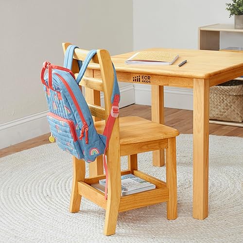 Miniatura 2 de ECR4Kids Silla de escalera de tres peldaños con almacenamiento, altura del asiento de 14 pulgadas, asiento de aula, miel, paquete de 2