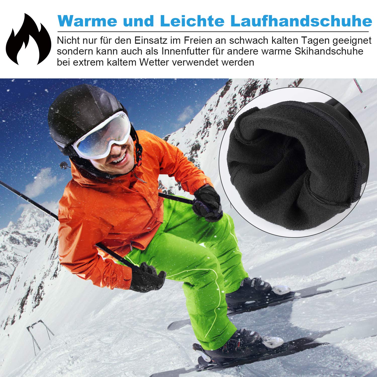 Lapulas Handschuhe Herren Damen Dünn rutschfest Fahrradhandschuhe Touchscreen Laufhandschuhe Warme Winterhandschuhe