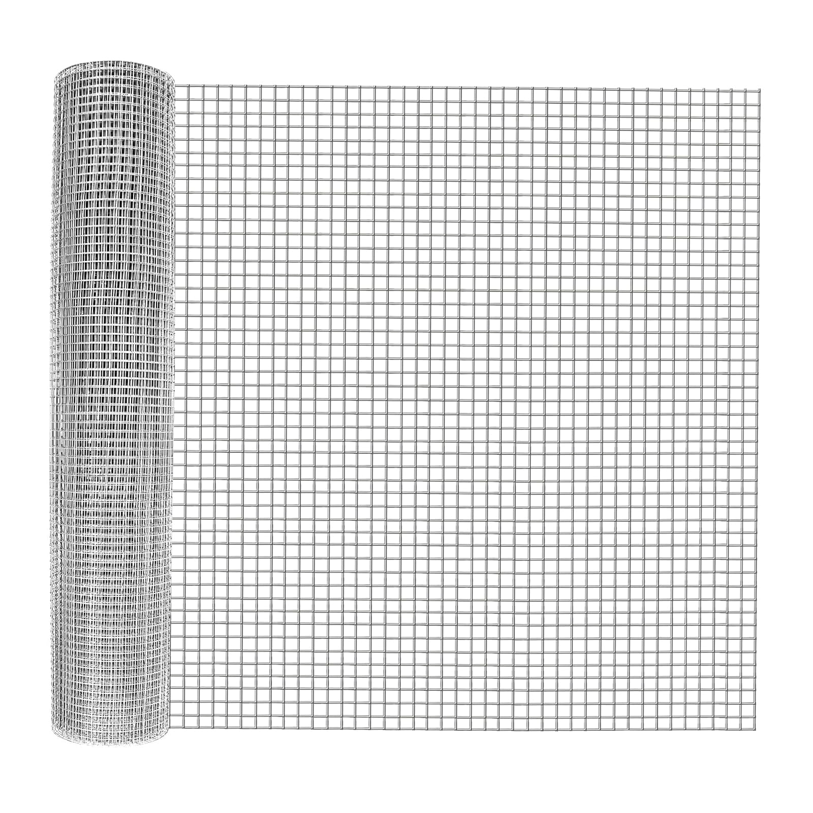Grillage de jardin galvanisé – Maille carrée 1/2 pouce, 19Ga, rouleau métallique robuste – Parfait pour enclos à poules, cages à lapin, clôtures extensionérieures – Protection plantes, aménagement