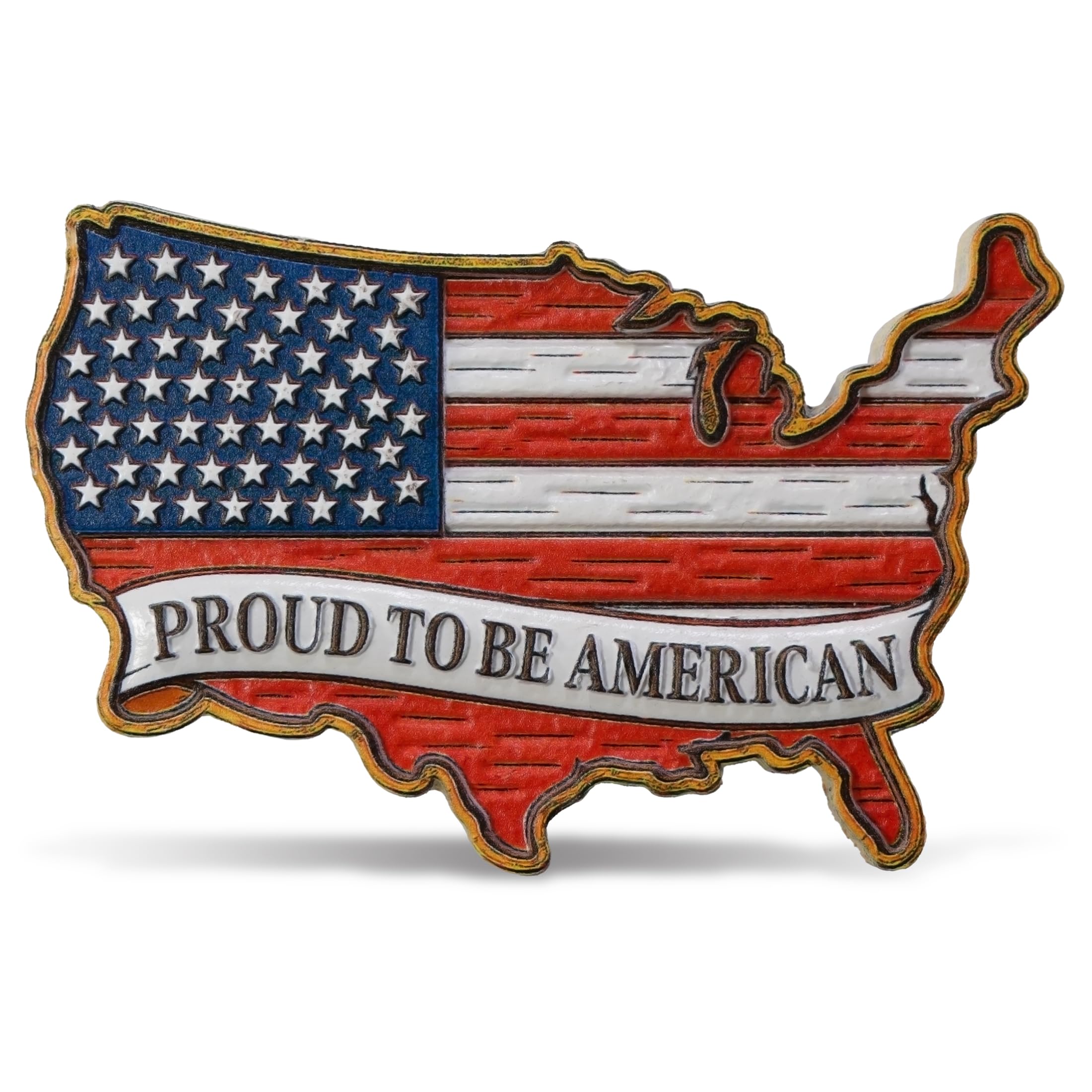 CoTa Global Proud to Be American USA Flag Resin Fridge Magnet - 3D UV-Printed Map of USA-Shaped Magnet for Refrigerator, Locker, Board, Patriotic Magnetic for Fridge Decor - 3 Inches