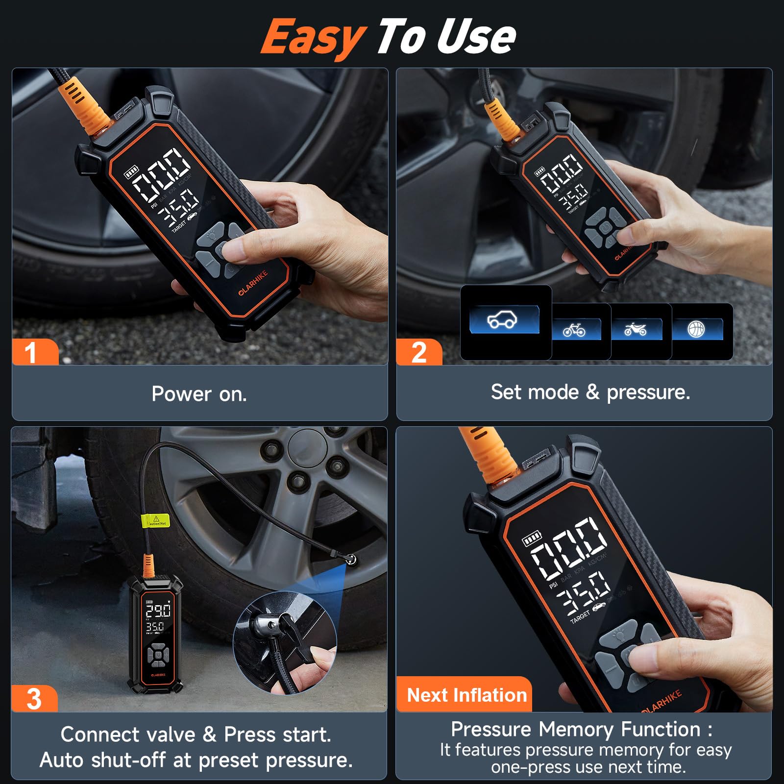 OlarHike Tire Inflator - Portable & Dual Power -10