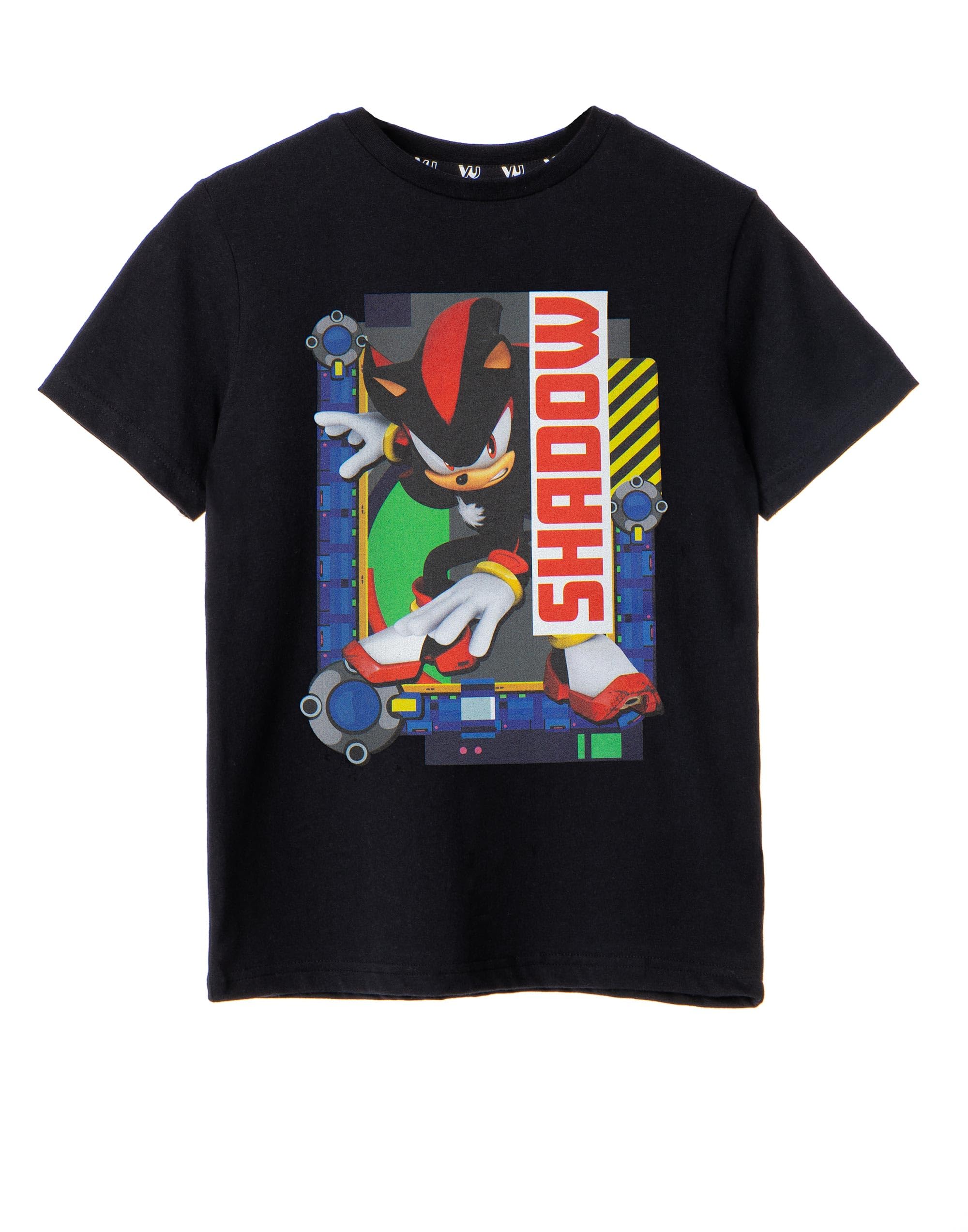 Sonic The Hedgehog Boys Shadow - Black Black Shadow Character Print T-Shirt | Sonic Gaming Design | Authentic Sonic Merchandise | Comfortable Tee For Gaming Enthusiasts
