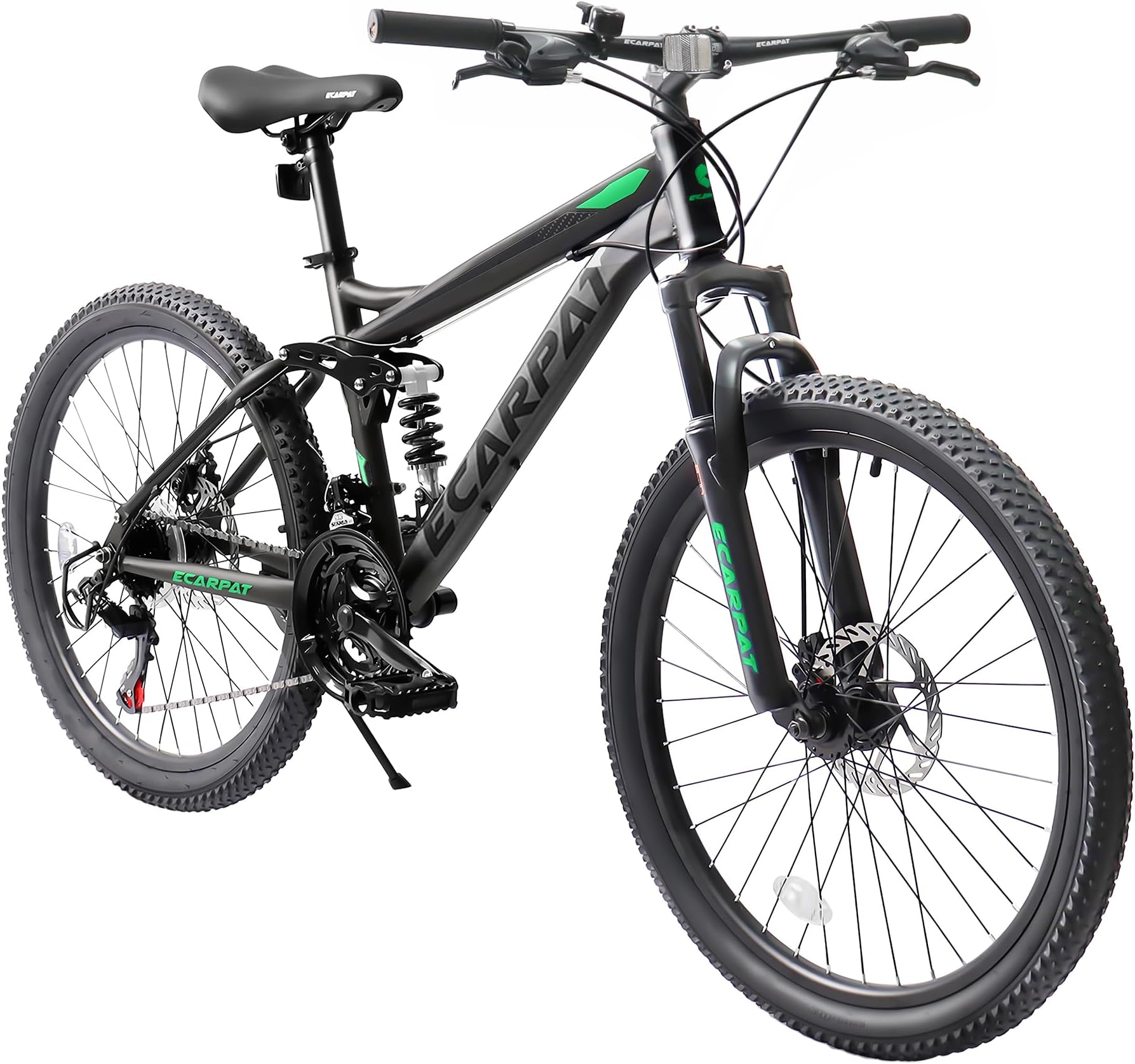 Ecarpat 24/26/27.5 Inch Wheel Mountain Bike, 21 Speed MTB Bike with Full Suspension, Steel Frame and Dual Disc Brakes, Adult Mens Outdoor Cycling Mountain Bicycle