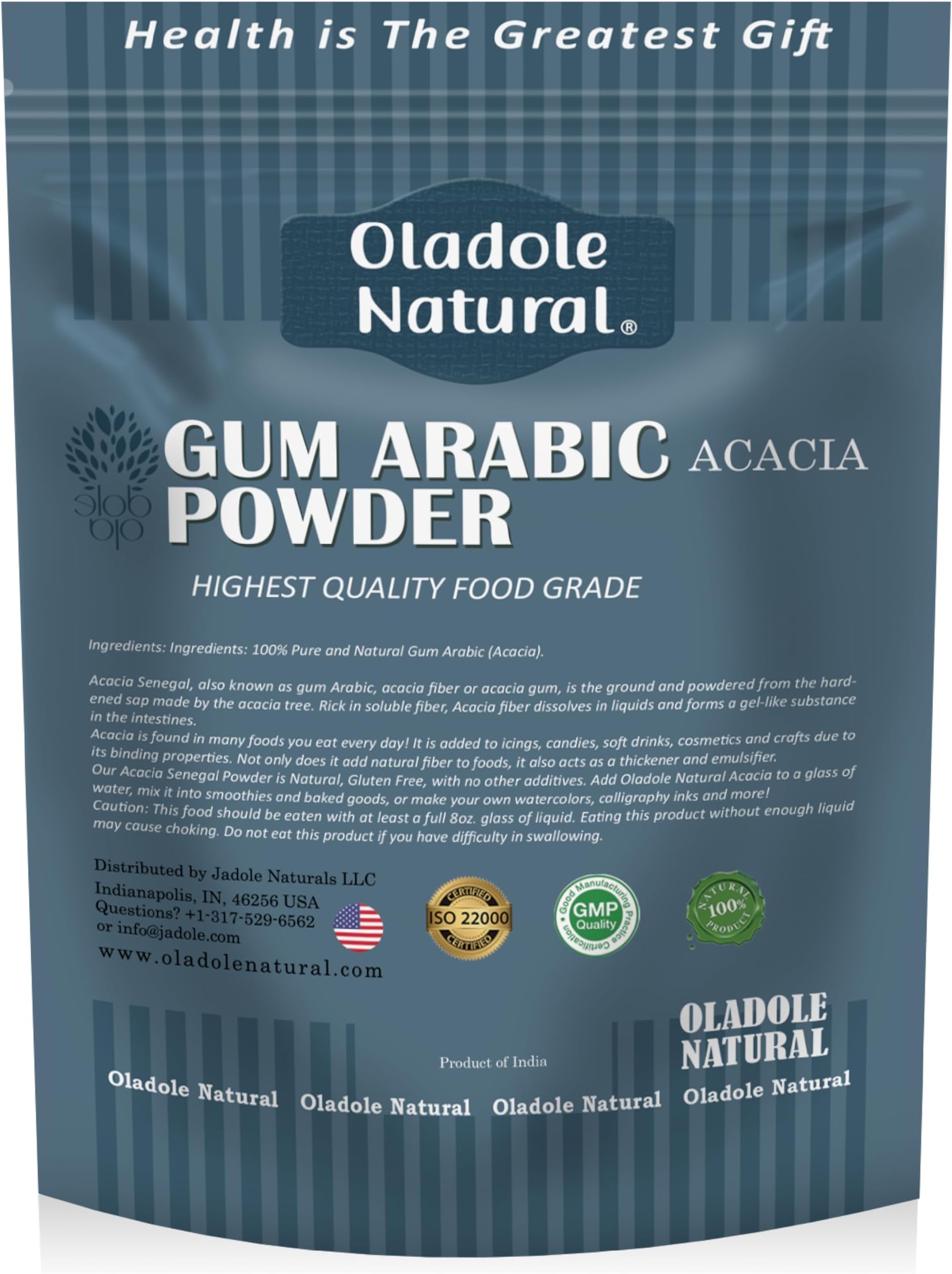 Oladole Natural Gum Arabic (Acacia) Powder- 100g | Food Thickener Premium Fiber Source For Digestive Health, Heart & Gut Health, Manage Cholesterol Level | Non-GMO, Gluten- Free