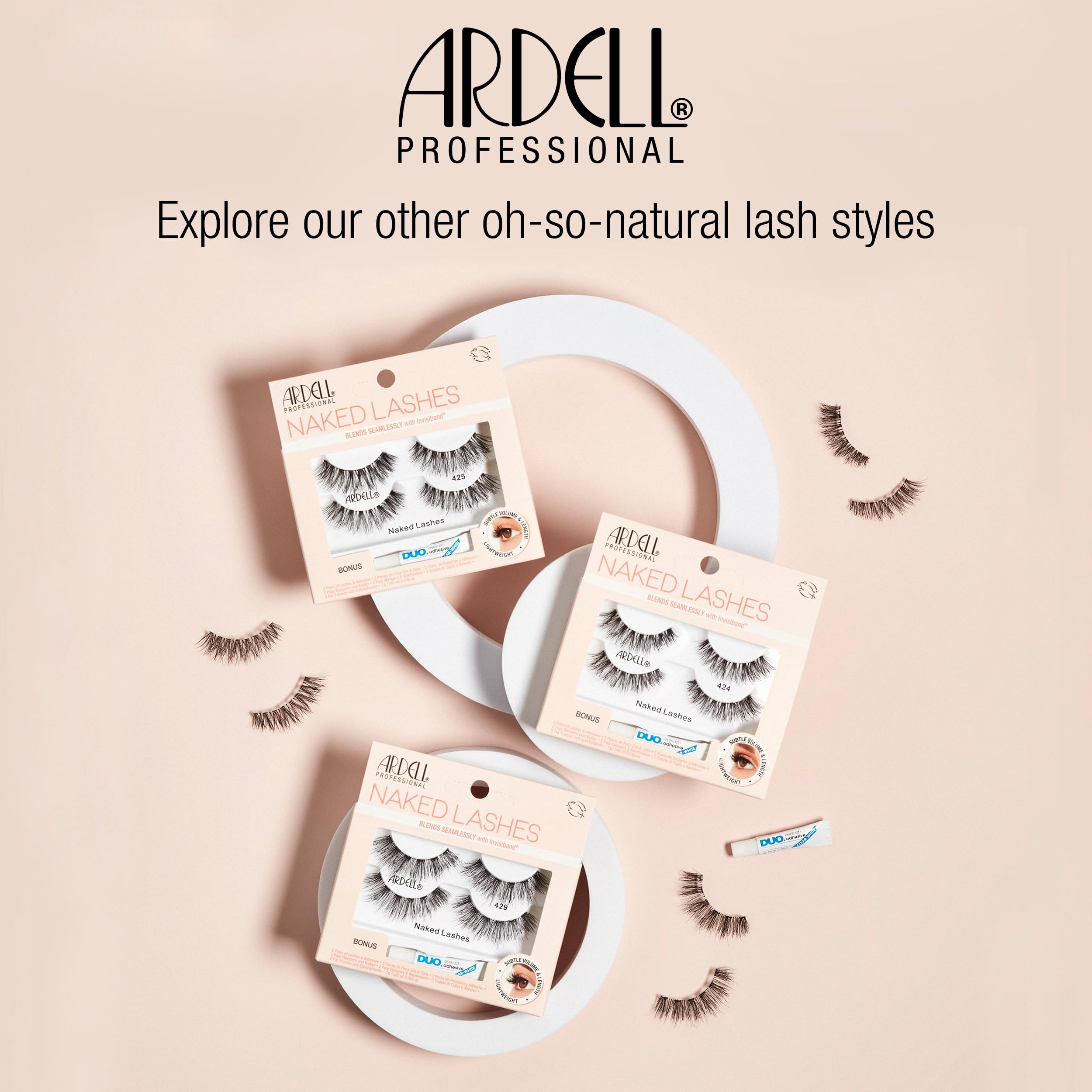 Ardell Naked Lashes 420 - Natural Volume & Lightweight Black Strip Lashes, 2 Pairs with 1g DUO Pipette, 1 Set