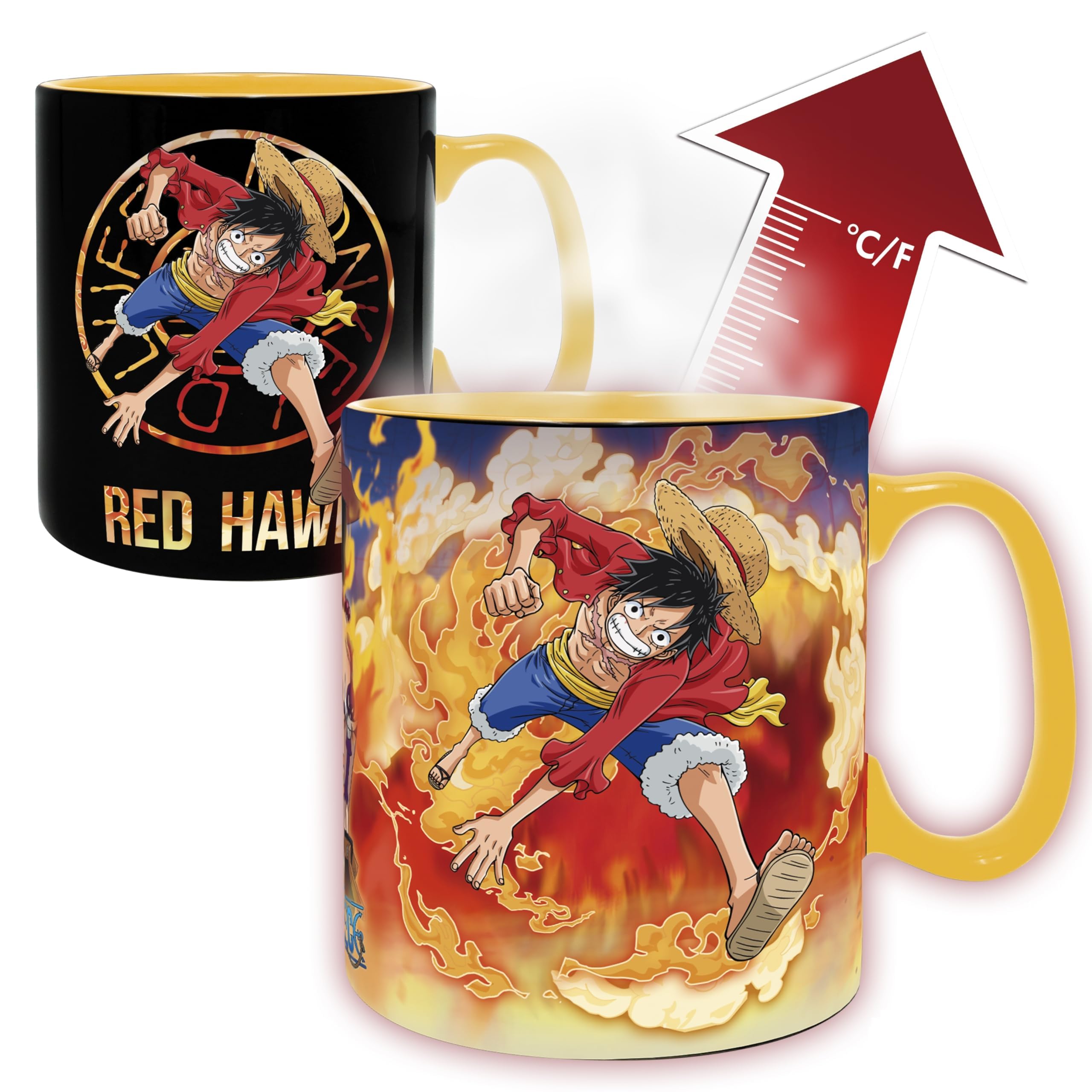 ABYSTYLE One Piece Luffy and Sabo Magic Heat Change Ceramic Coffee Tea Mug 16 Oz. Anime Manga Drinkware & Home Merch (ONLY MUG)