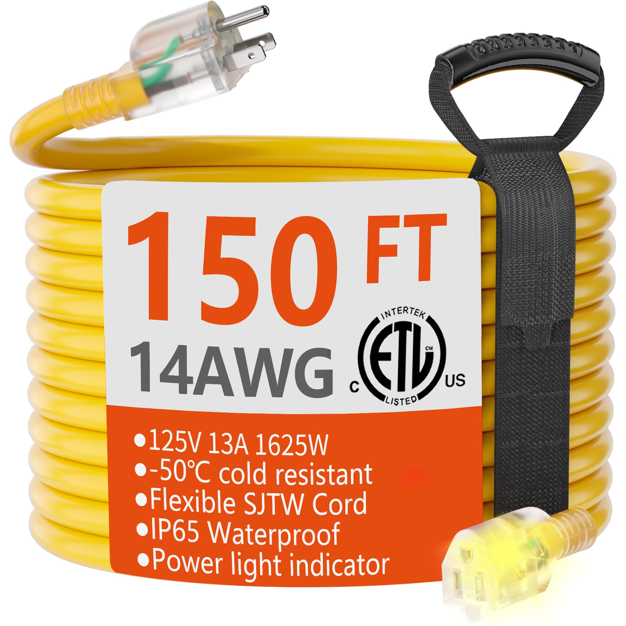 HUANCHAIN 14 Gauge Heavy Duty Outdoor Extension Cord 150 FT