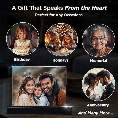 Miniatura 8 de CAPTUR3D Foto de cristal de color plano 2D con base de luz, regalos personalizados para mujeres, mamá, ella, pareja, imagen personalizada, forma