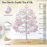 Vista 34 de Rose Quartz Gemstone Tree of LifeNatural Reiki Crystals Gemstone Chakra Tree for Positive Energy, Geode Agate Slice Base, Feng Shui Decor, Good