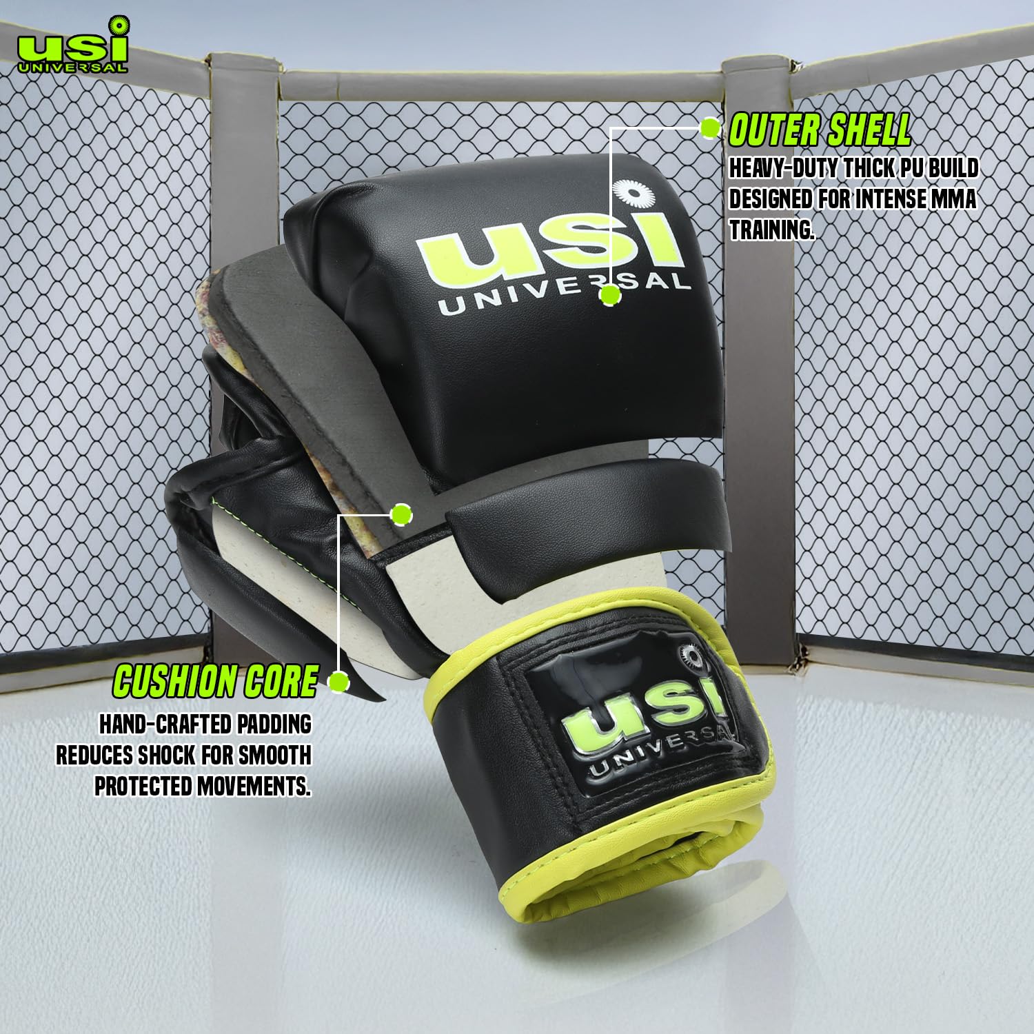 USI UNIVERSAL THE UNBEATABLE Strike Rękawice bokserskie, rękawice treningowe do karate, rękawice do karate dla mężczyzn i kobiet 618F (L/XL)