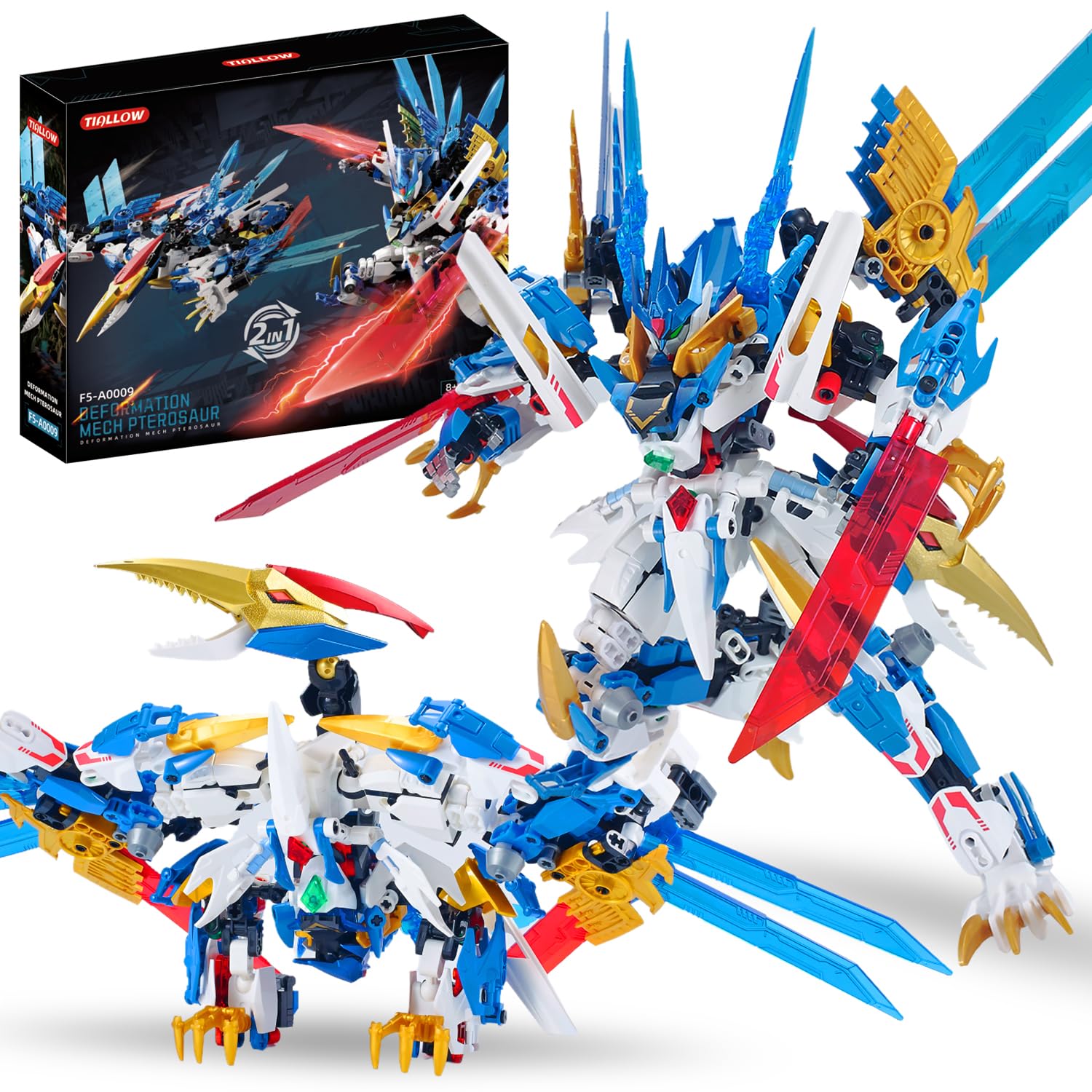 Pterodactyl Mech 2-in-1 Transforming Robot Building Sets，Technic Dinosaurs Building Block Model, Mecha Action Figures Building Kits, Birthday for Boys, Adult Age 8-12 (Pterodactyl)