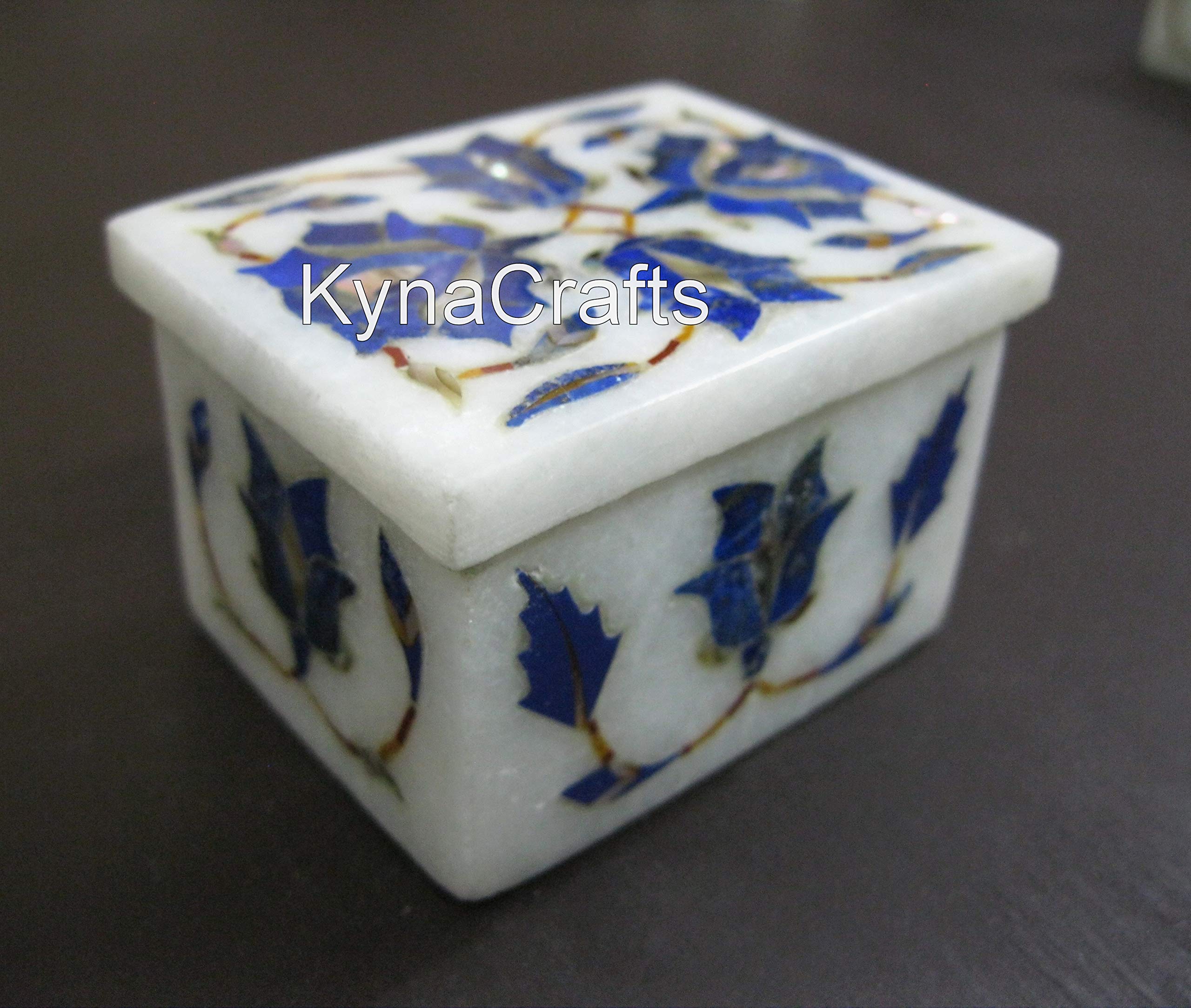 Joyero de mármol I Caja de baratija de mármol I Caja hecha a mano I Caja de regalo de mármol I Caja de clip de corbata de arte floral I Caja de gemelos de mármol 6.3 x 3.8 cm