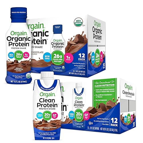 Orgain Batidos de proteínas orgánicos y limpios, chocolate cremoso (paquete de 12)