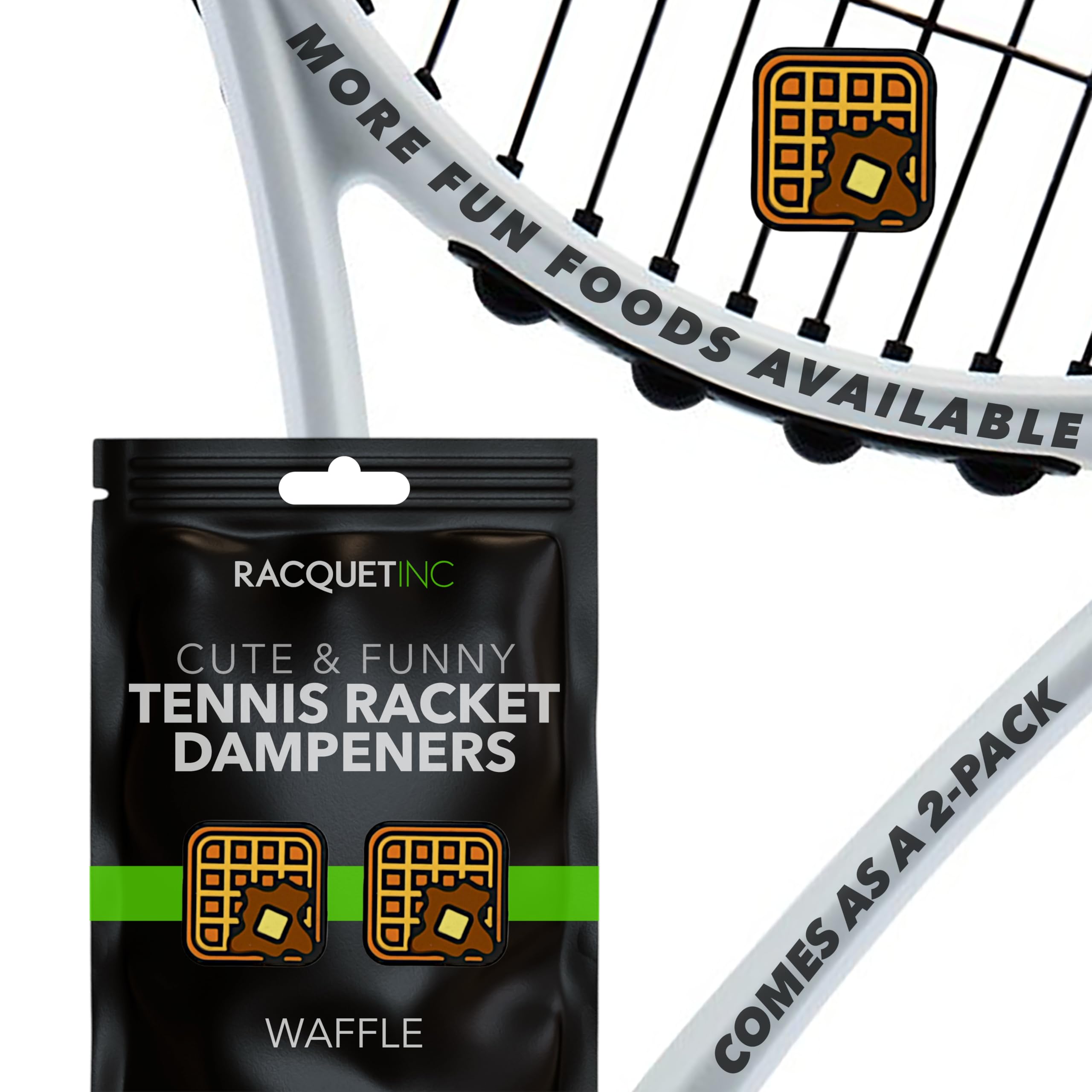 Delicious Dampeners - (2-Pack) Waffle - Food Tennis Vibration Dampener