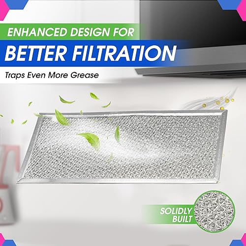 Miniatura 4 de Filtro de repuesto para microondas de 5.78 x 12.91 pulgadas, se adapta al filtro de microondas Whirlpool W10208631A  Filtros de grasa de malla de