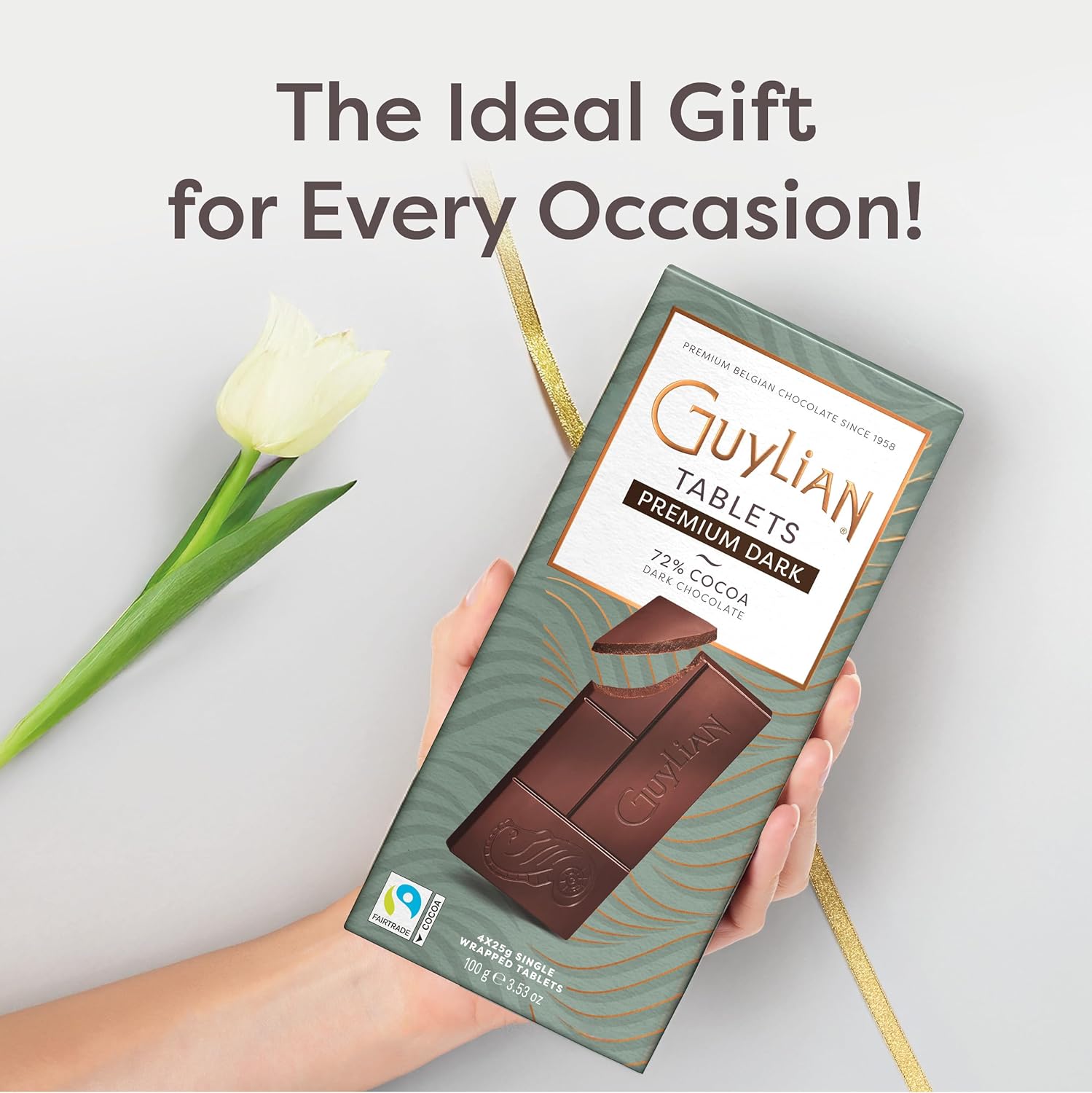 Premium Dark Chocolate Bar by GuyLian, 3.53oz Belgian 72% Cocoa Gourmet Chocolate Tablet, Fairtrade Treat, Holiday Candy for Women and Men, (12 bars)