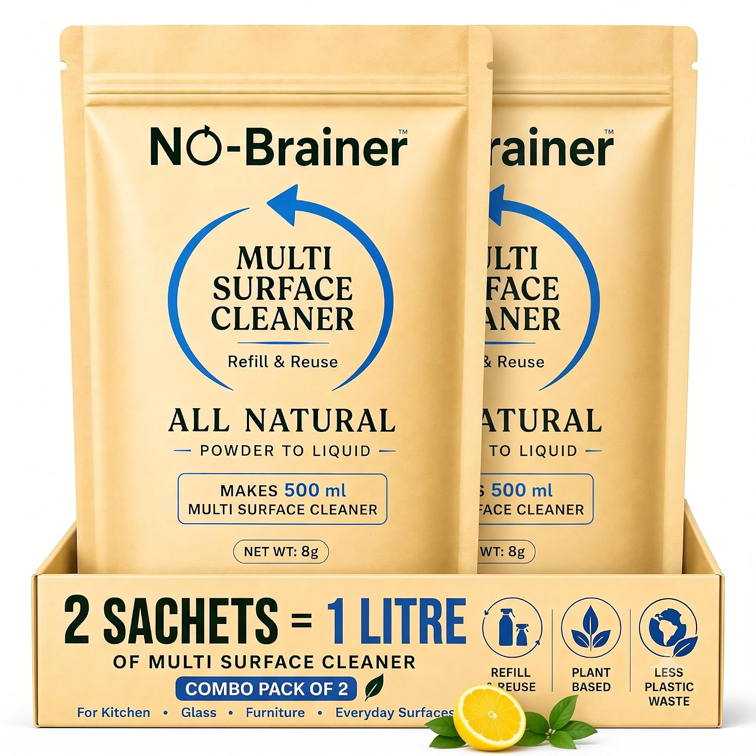 No Brainer Plant-Based Multi-Surface Cleaner Value Pack at ₹175 – Amazon