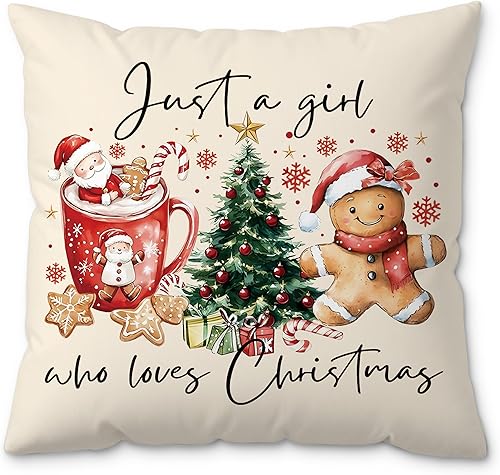 Miniatura 12 de Fundas de almohada navideñas de pan de jengibre de 18 x 18 pulgadas, decoración de Navidad de casa de jengibre, decoración de Navidad retro de