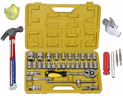 Digital Craft Car Repair Tool Kit Torque Wrench Spanner Wrench Set Socket Set Tool Combination 32Pc Socket Set,Claw Hammer,Screw Driver 6 IN 1,