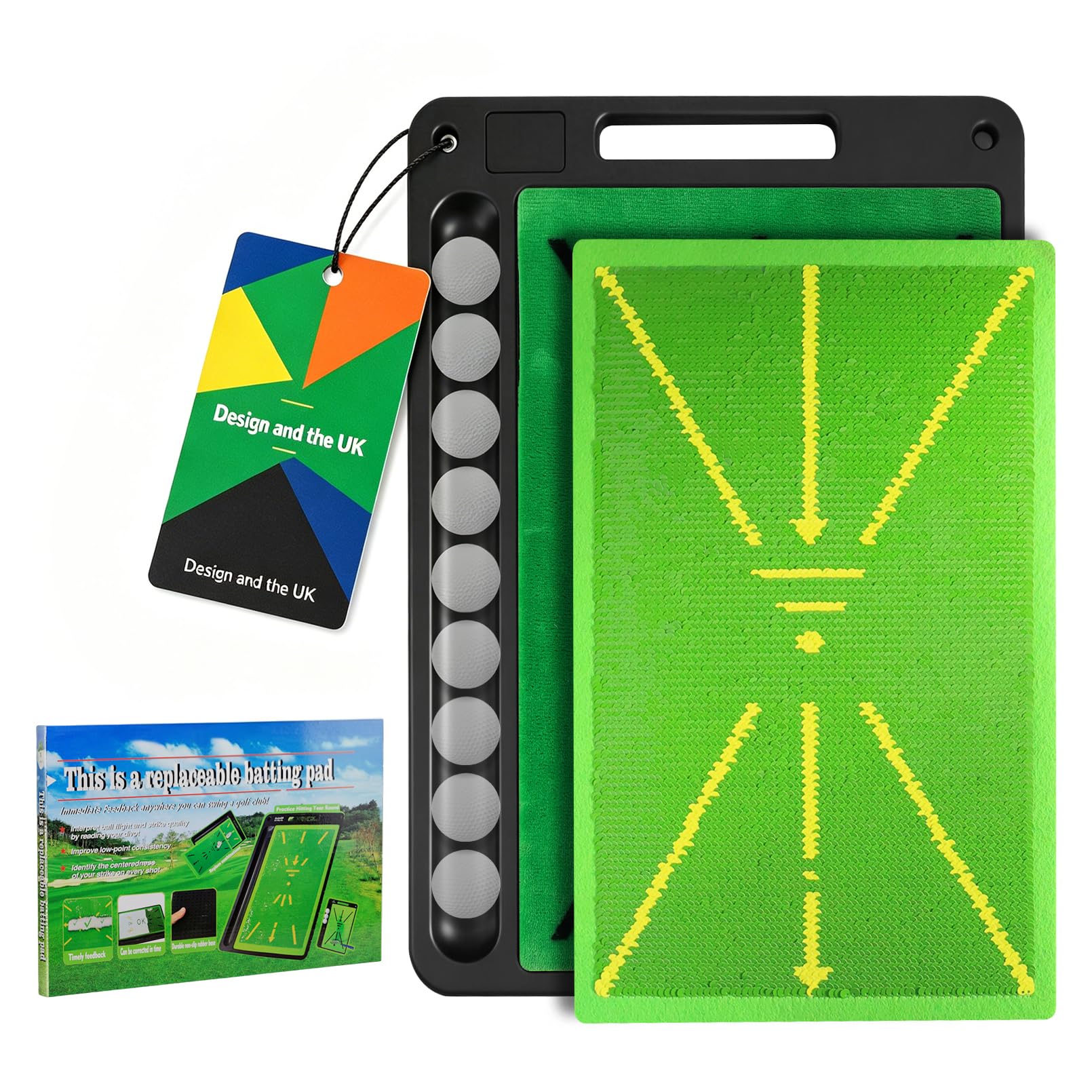 BRICH 2-Pack Premium golf impact matt for Swing Path Detection - Instant Feedback Training Mat with Non-Slip Rubber Base - Ideal for Indoor & Outdoor Practice for All Golfers
