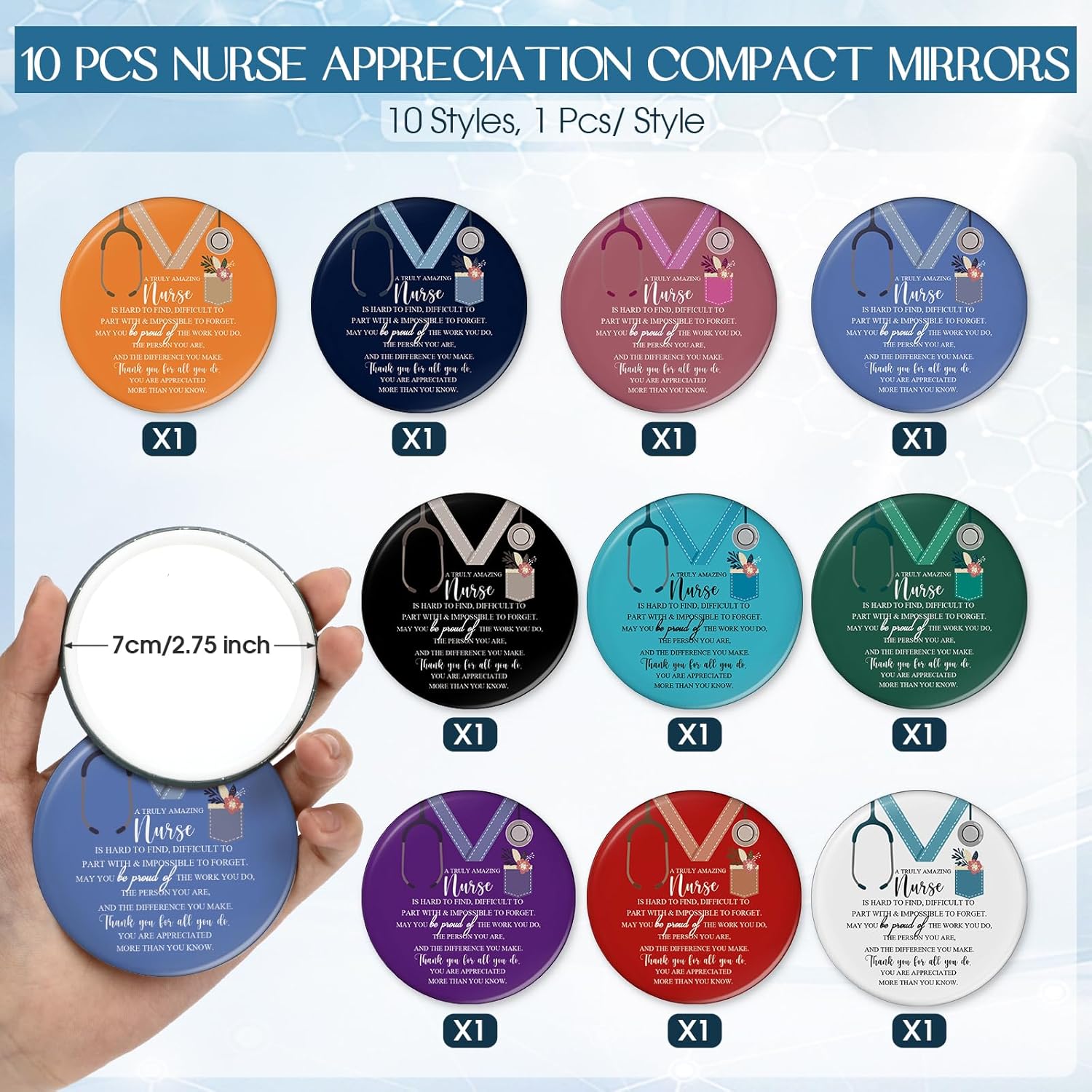 10 Set Retro Nurse Appreciation Gifts Bulk Funny Nursing Canvas Bags and Compact Mirrors for Women Thank You Gifts for Medical Assistant Nursing Students Practitioner LPN Office Group - Image 2