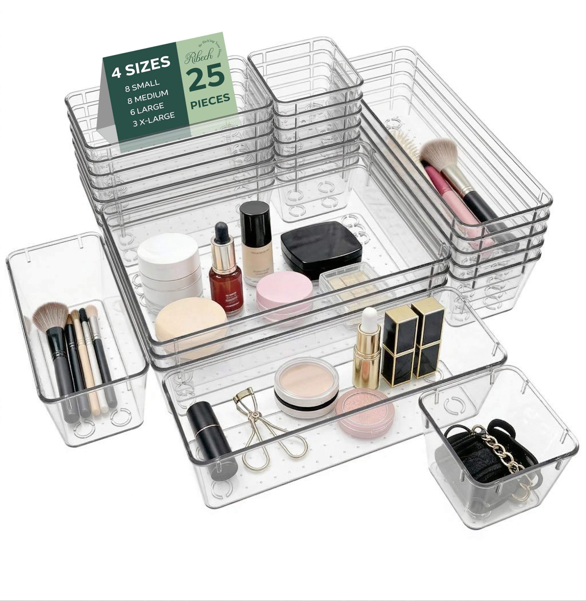 Lot de 25 Boîtes de Rangement pour Tiroirs