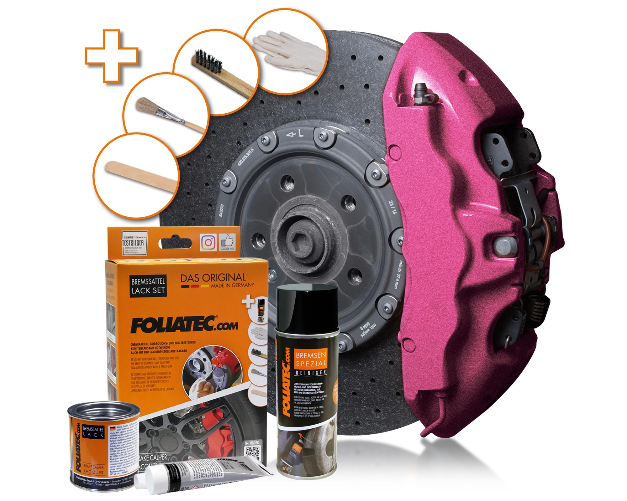 Foliatec Set peinture étriers de freins - hot pink metallic - 3 Components