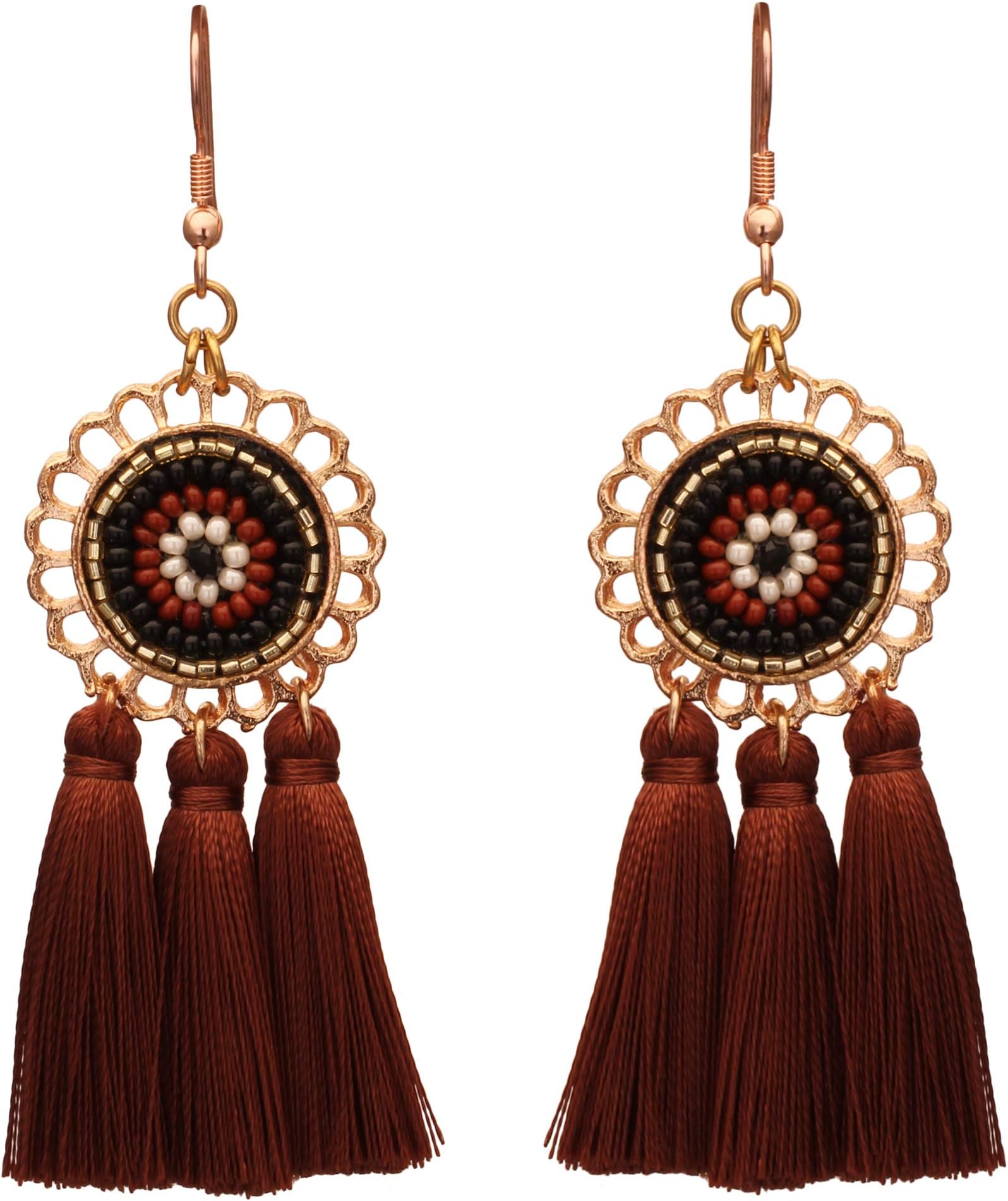 Seed Bead/Glass Bead/Colorful/Dark Brown/Red/White/Gold/Women Tassel Metal Fashion/Unique/Earring for Women