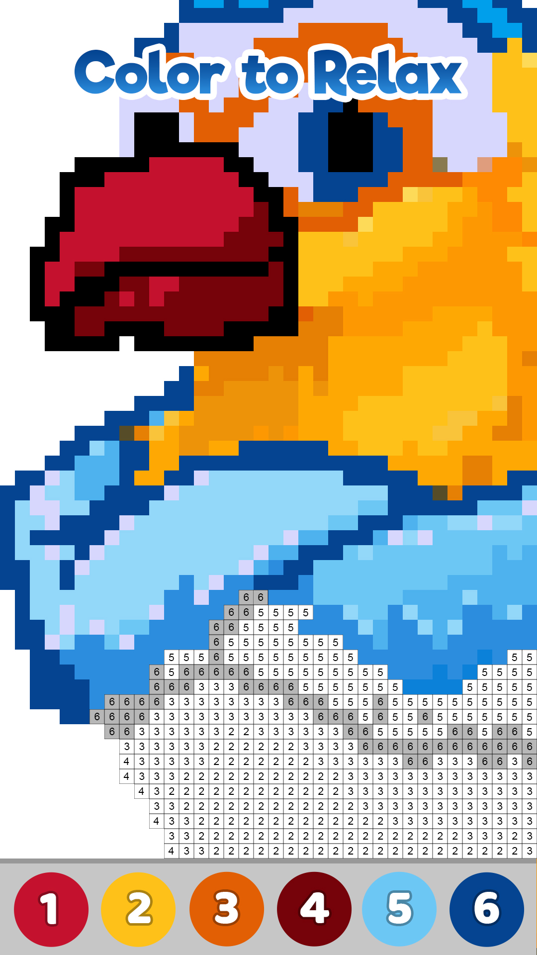 Birds Pixel Art Paint by Number, Sandbox Coloring Pages App on the