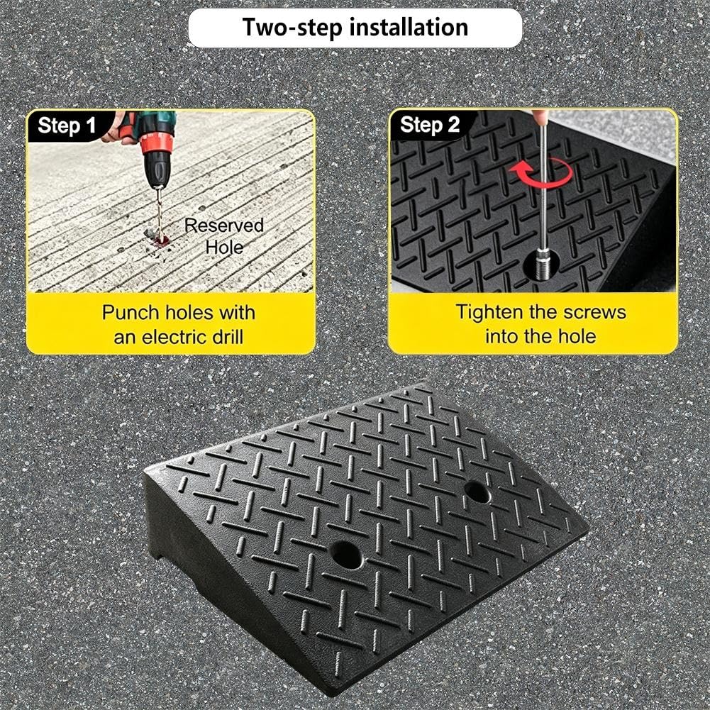SOYDAN Rampa de Bordillo 50 x 32 x 12 cm, Rampas para Coches 12 cm Alto 1 Unidades Antideslizante Ayuda para el Acceso para Calzadas Aceras Motos Scooters