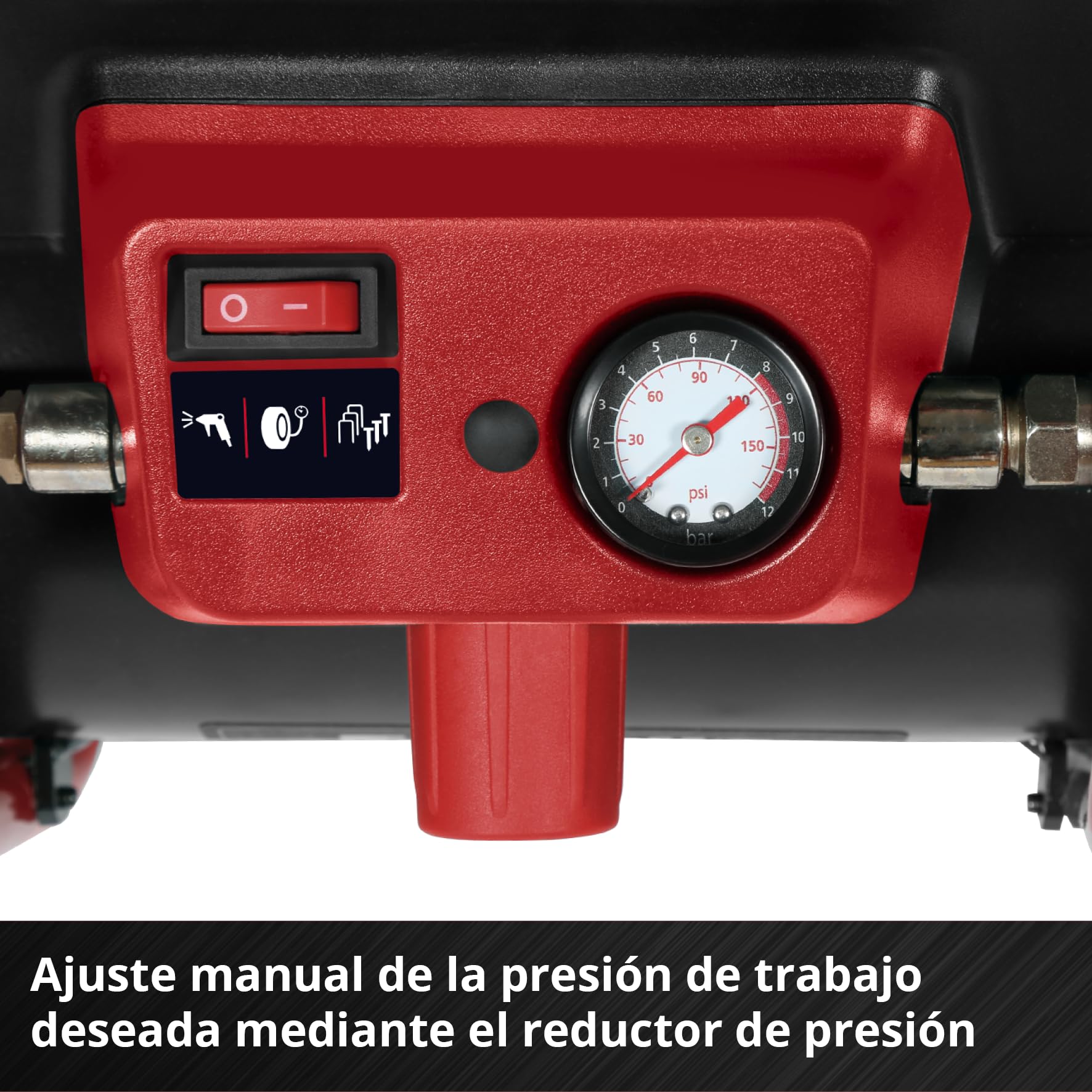 Einhell Compresor con batería TE-AC 36/150 Li OF-Solo Power X-Change (36 V, máx. 8 bar, depósito de 6 l, potencia de aspiración 150 l/min, manómetro, sin aceite, sin batería) | Bomba eléctrica inalámbrica para talleres con tanque de 6L, sin batería TE-AC