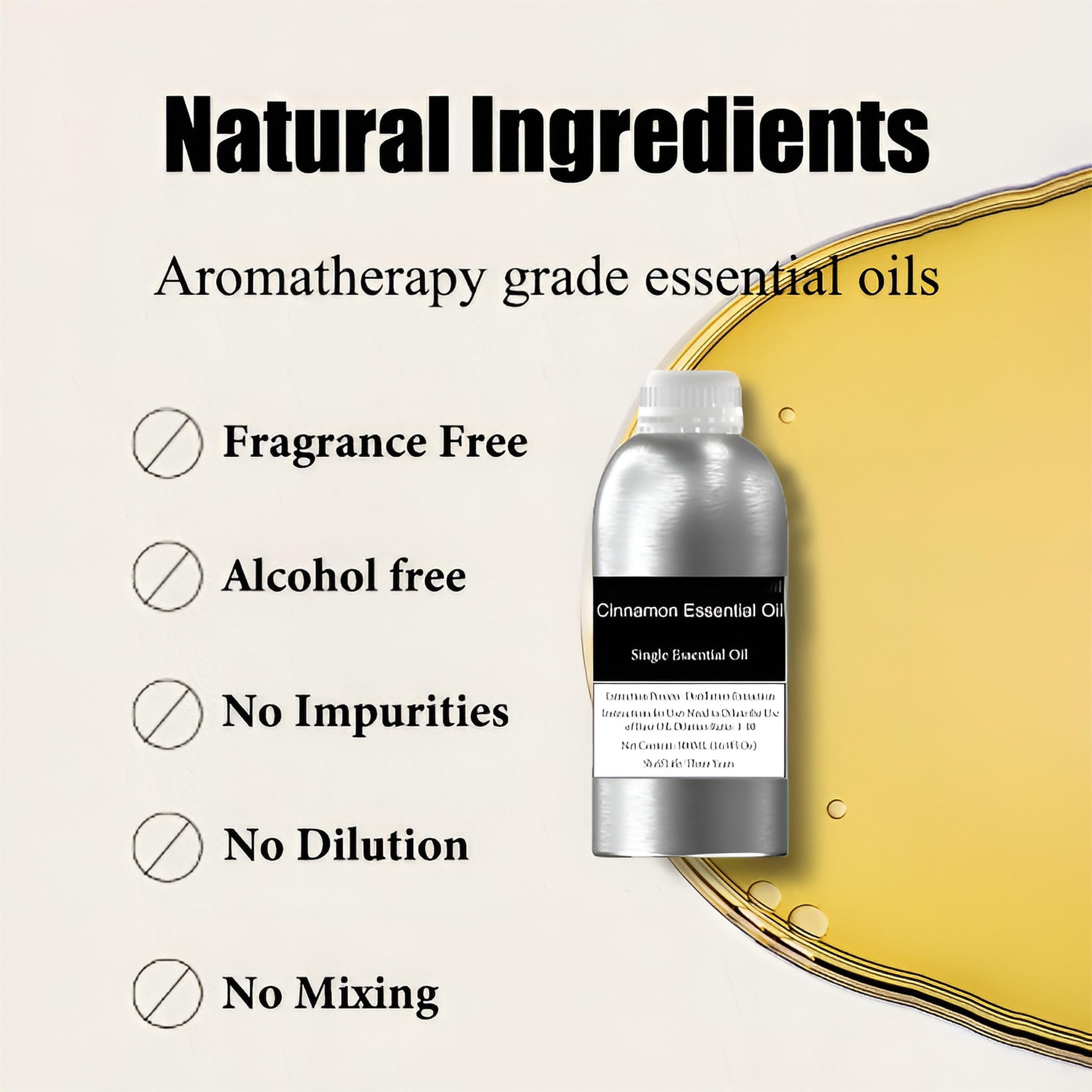 Aceite Esencial de Canela 100% Puro, Aceite de Canela orgánico de Grado terapéutico para aromaterapia, Cuidado de la Piel y el Cabello, difusor, masajes, fabricación de Velas y jabón(500ml)